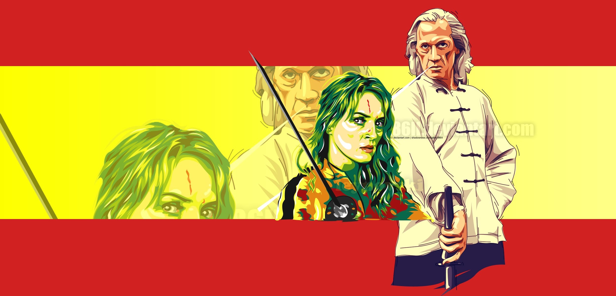 Kill Bill, La Sposa, Pai Mei, Bill, Illustrazione, Full HD, sfondo per PC e portatile