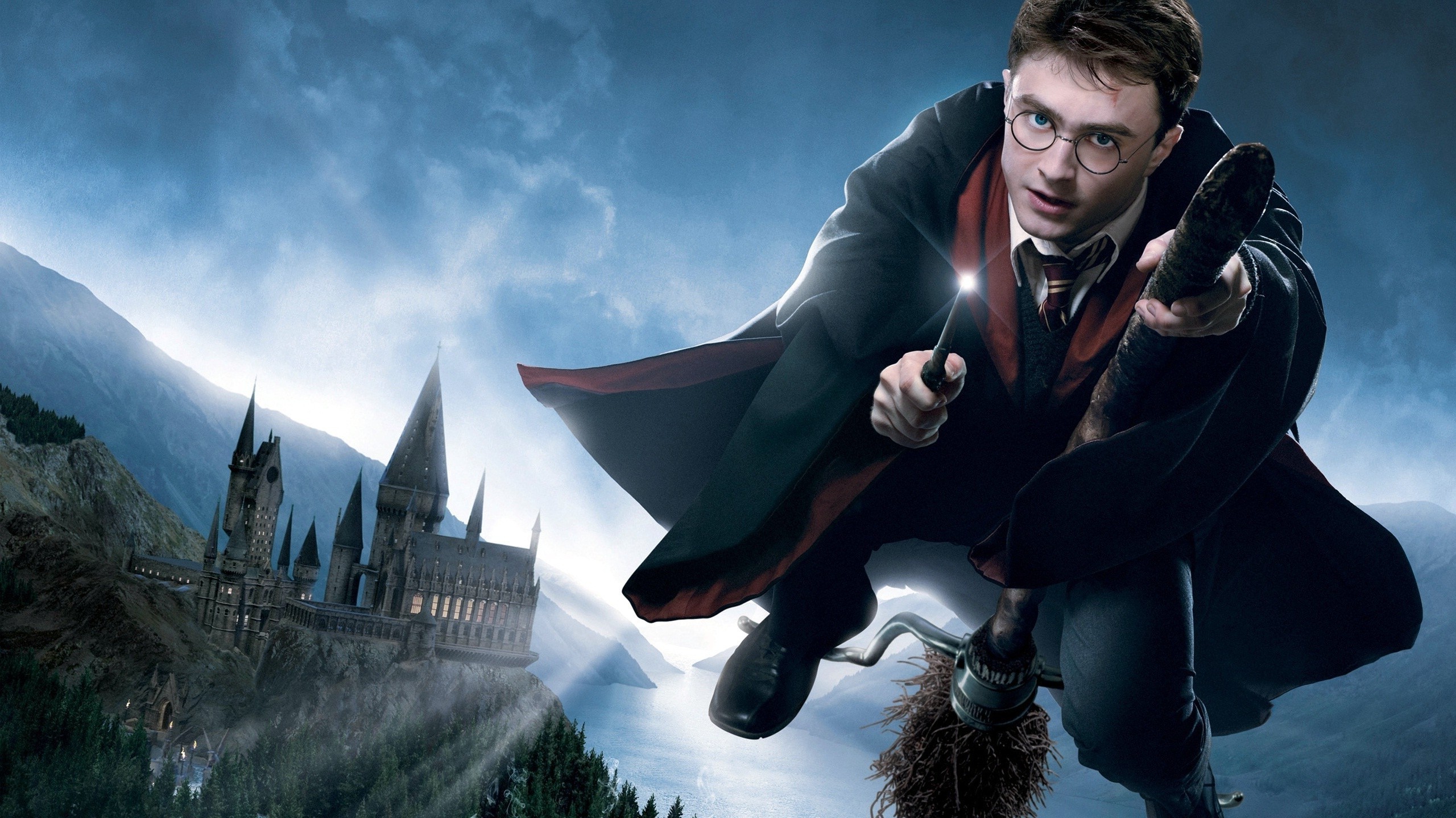 Harry Potter, Daniel Radcliffe, Manico di scopa, Hogwarts, 16:9 2K, sfondo widescreen