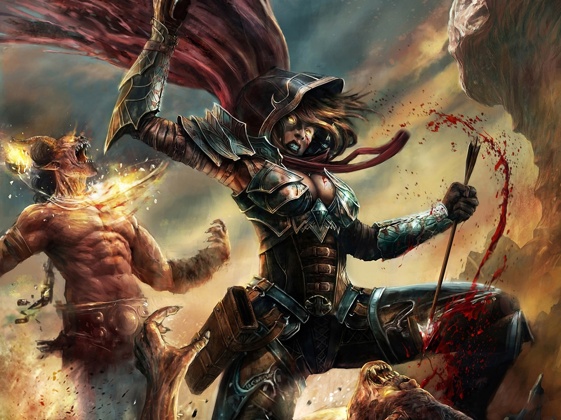 Cacciatore di demoni, Diablo III, Balestra, Battaglia, Demone, sfondo per iPad e tablet