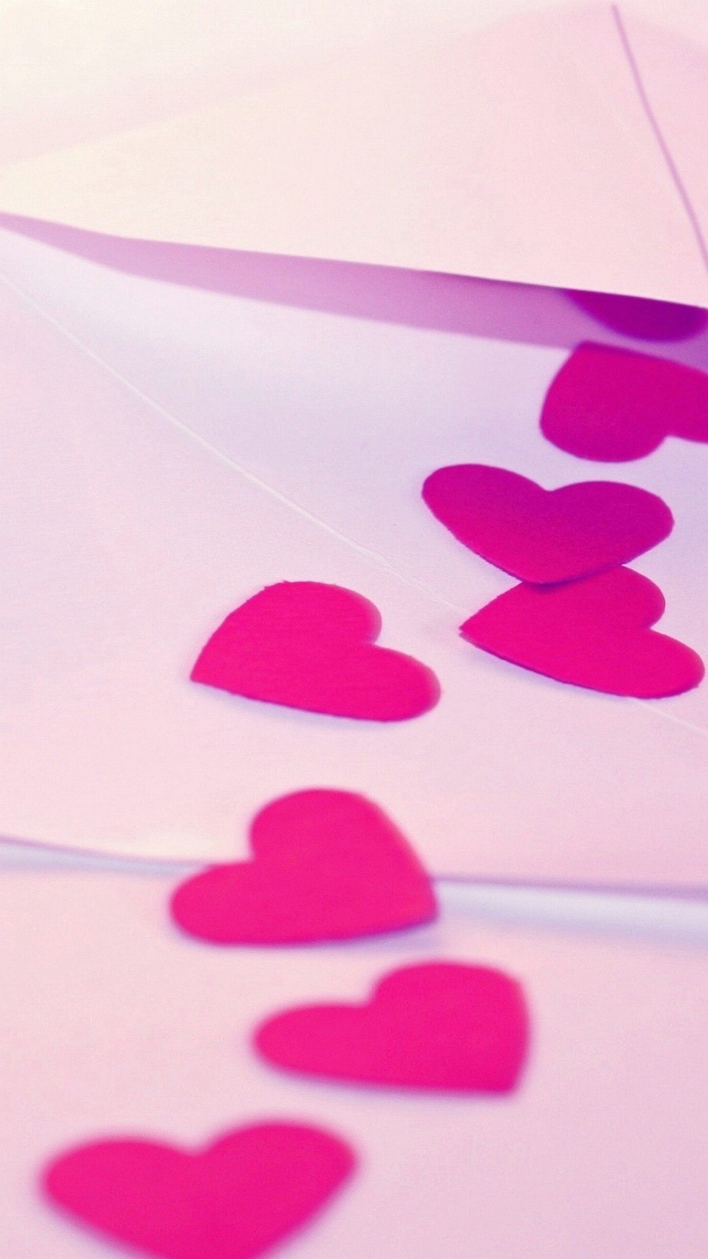 Cuori rosa, Lettera d'amore, Rosa, QHD+, sfondo per smartphone