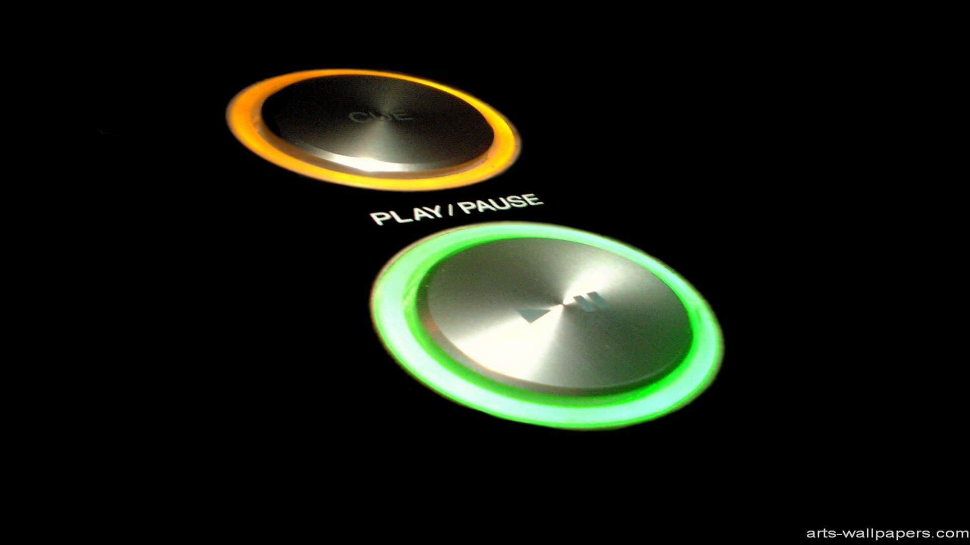 Pulsante Play/Pause, Controller DJ, Luce verde, Sfondo nero, Full HD, wallpaper desktop