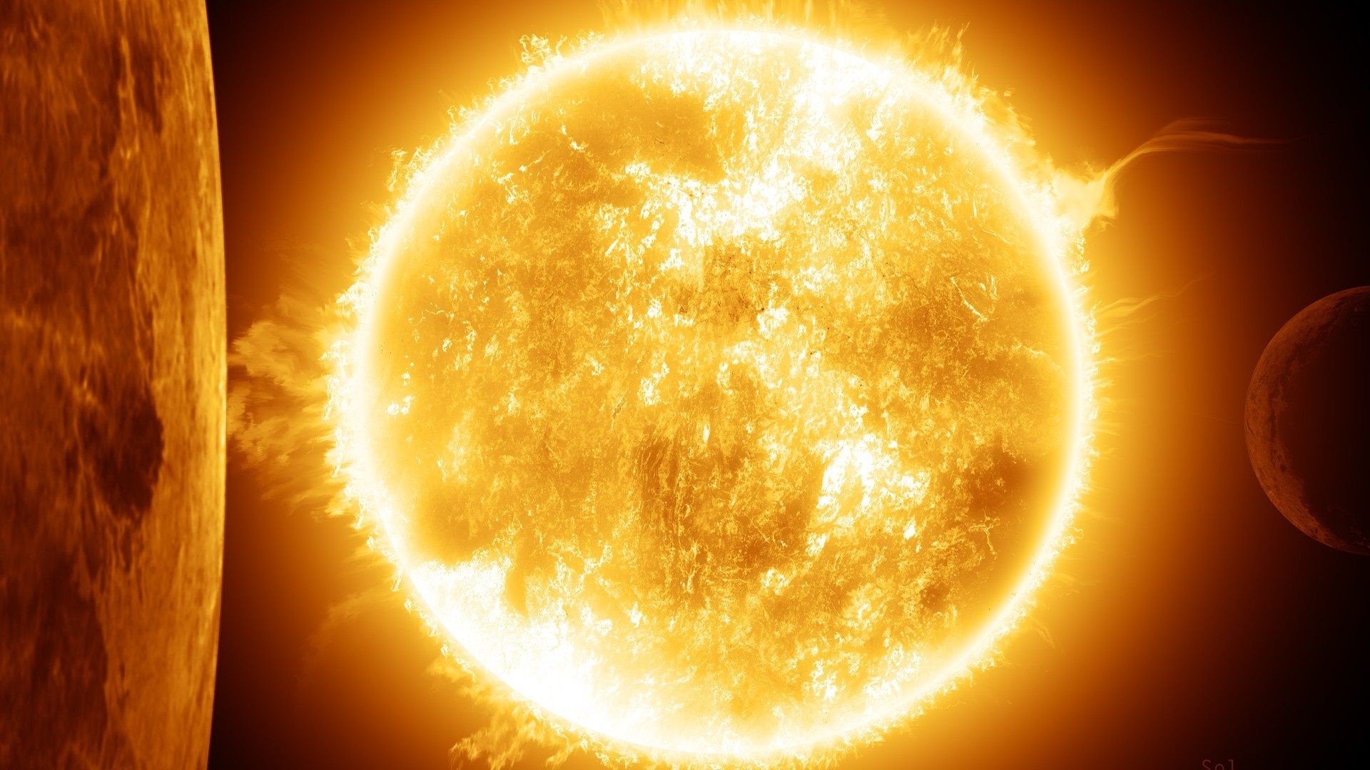 Sole, Superficie solare, Stella, Spazio, 16:9 Full HD, wallpaper widescreen
