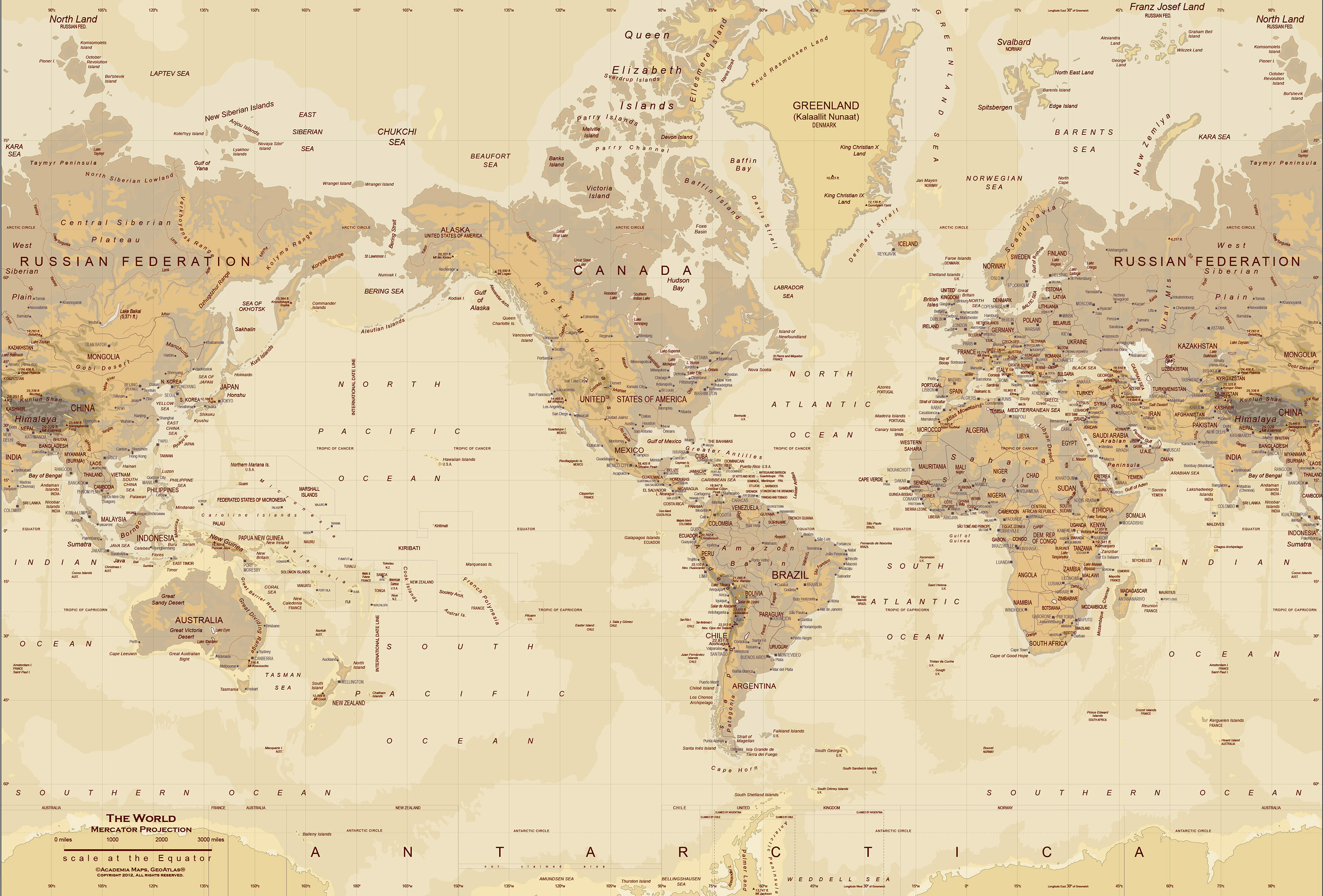 Mappa politica, Toni vintage, Planisfero, 2K, sfondo per portatile