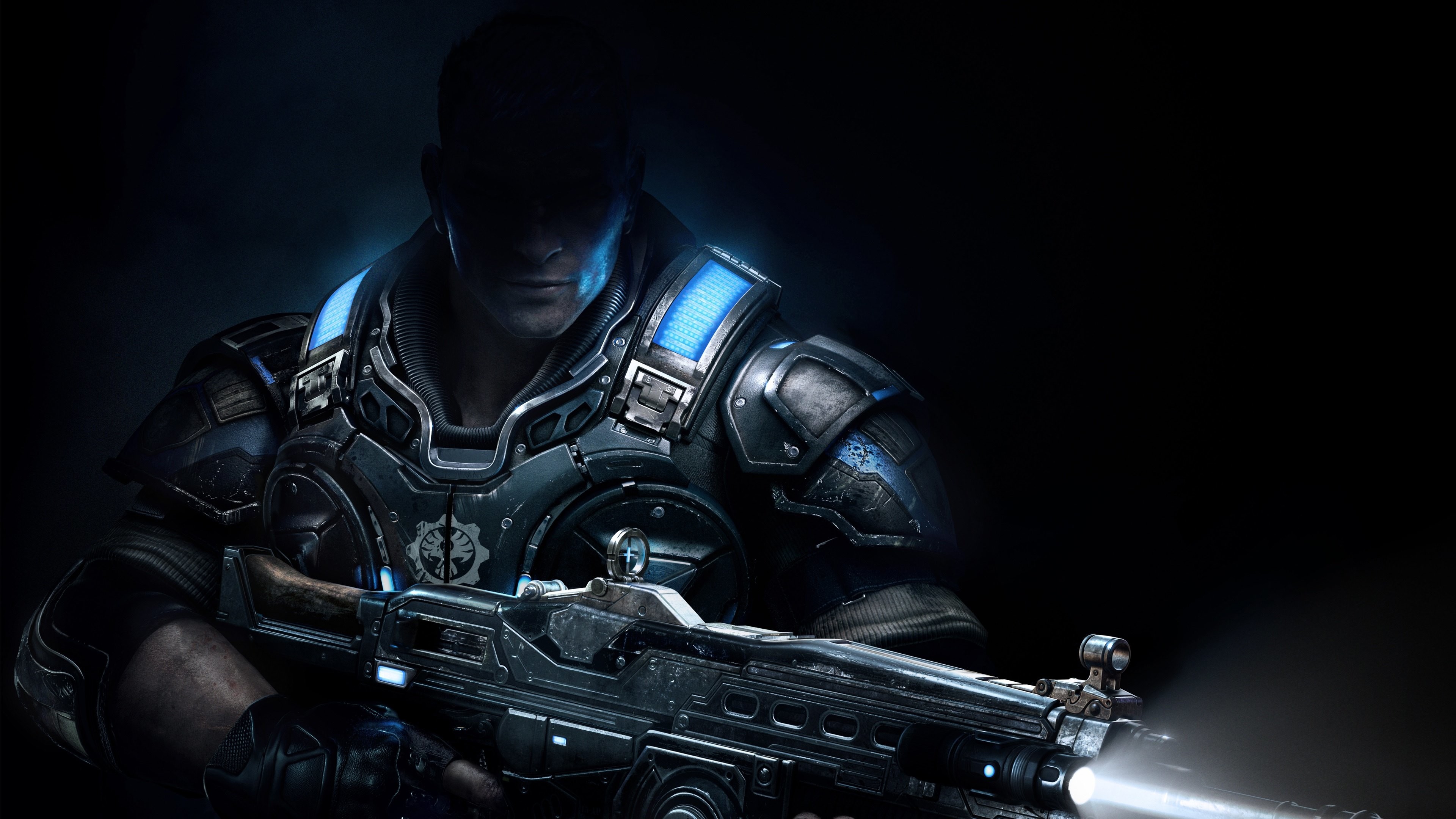 Gears of War 4, JD Fenix, Lancer, Sfondo scuro, 4K, wallpaper per PC