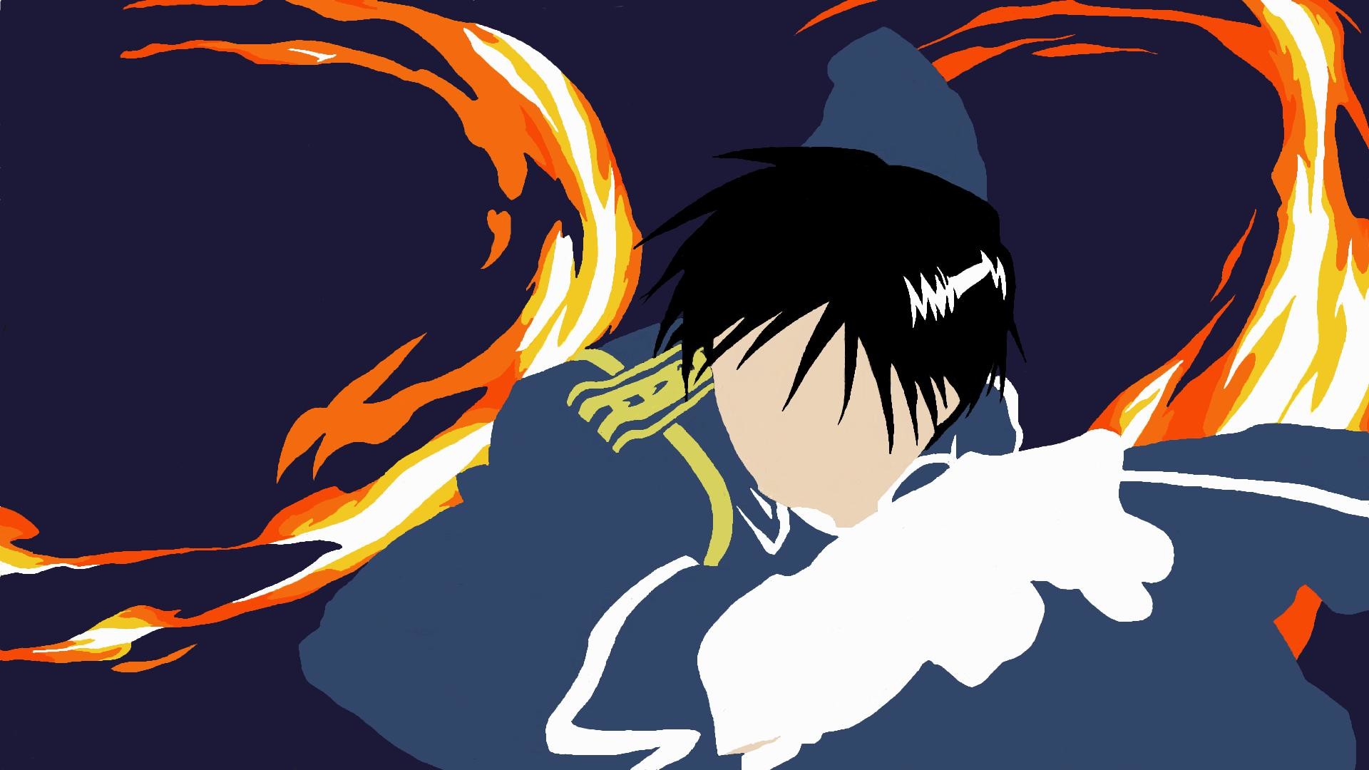 Roy Mustang, Fullmetal Alchemist, Fiamme, Minimalista, Full HD, sfondo per PC e portatile