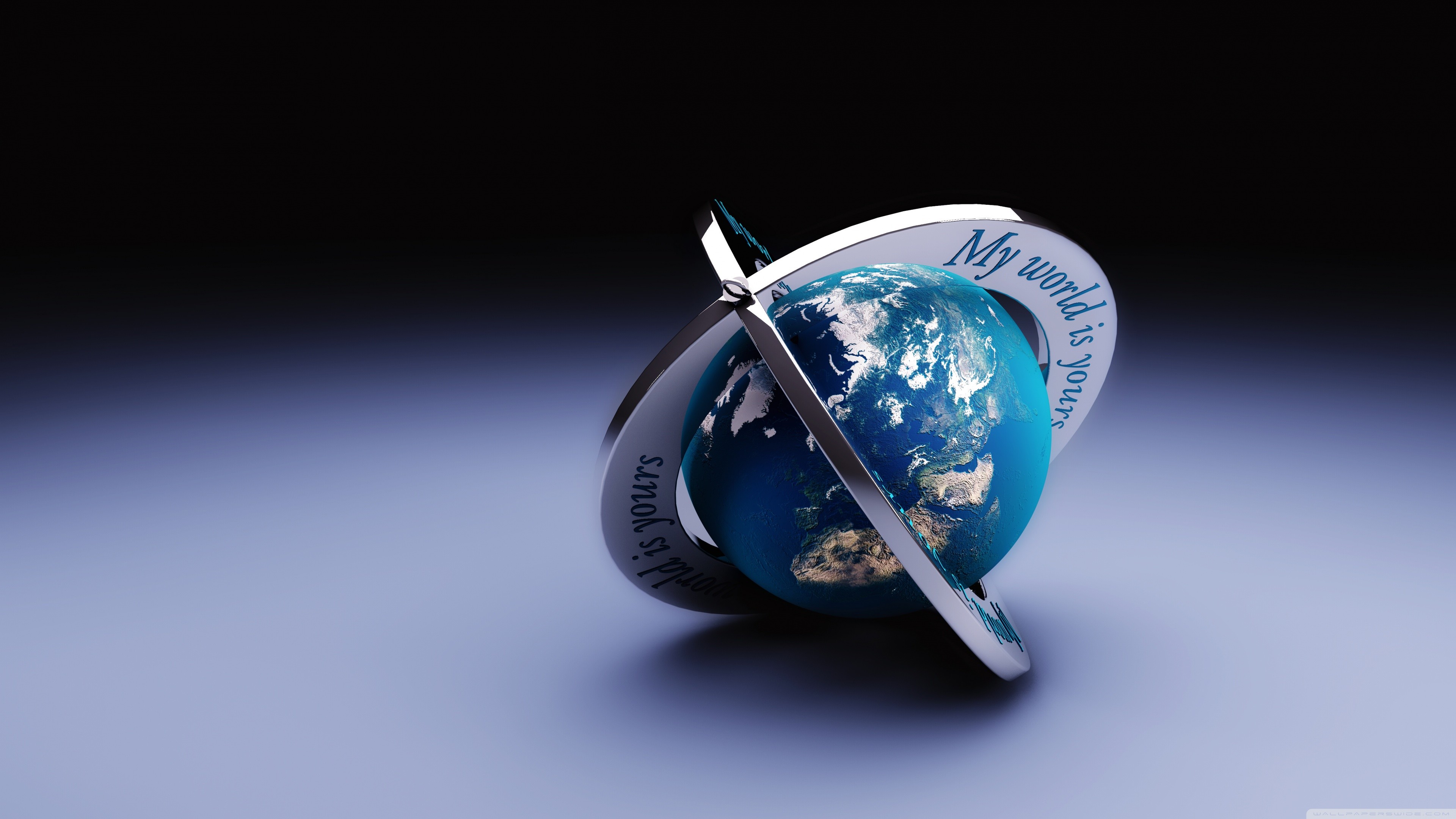 Terra, Globo, My world is yours, Rendering 3D, 4K, sfondo per portatile
