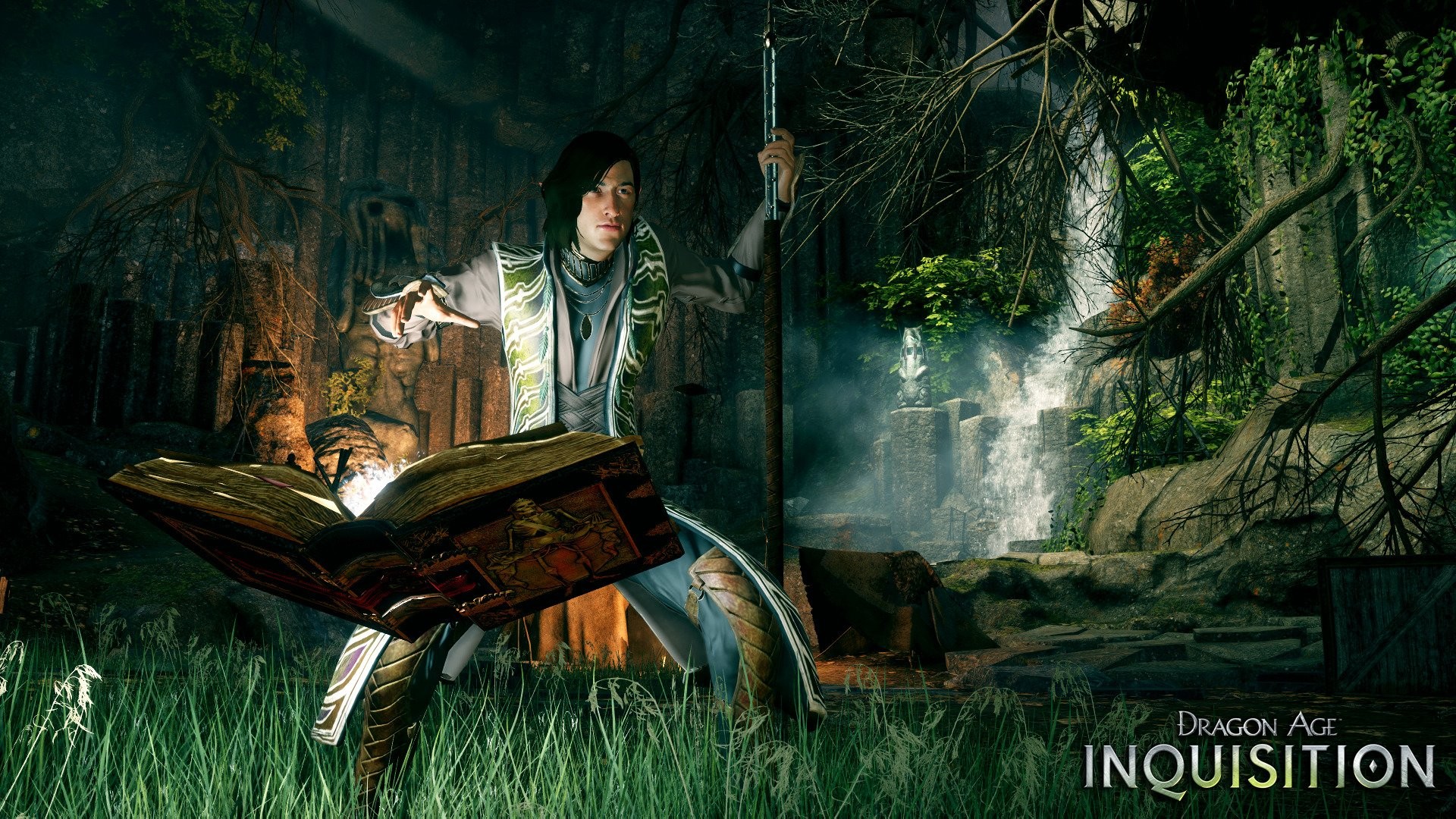 Solas, Dragon Age: Inquisition, Libro, Foresta, 16:9 Full HD, sfondo widescreen