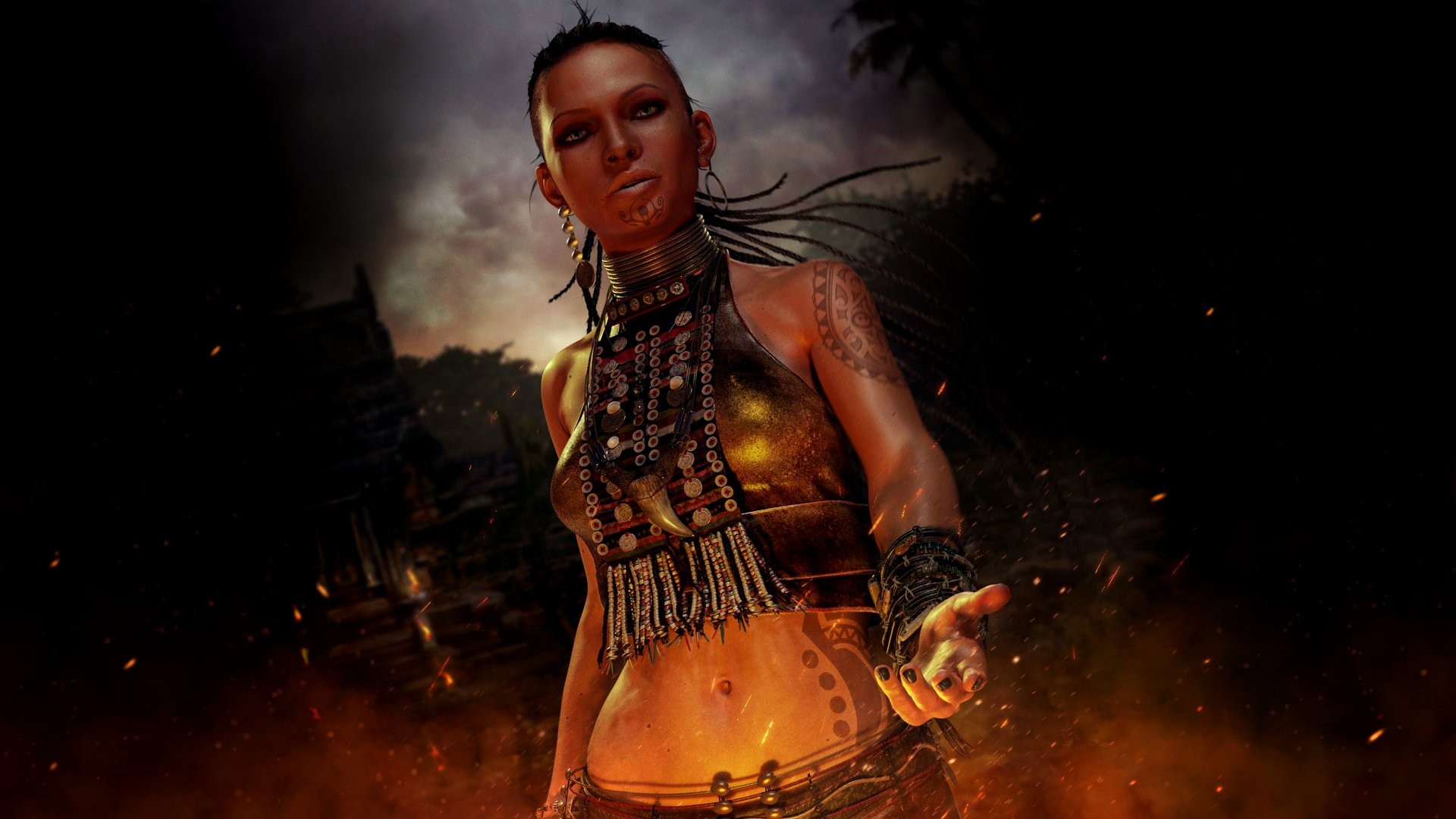 Citra Talugmai, Far Cry 3, Tatuaggi, Sfondo scuro, Full HD, wallpaper per computer