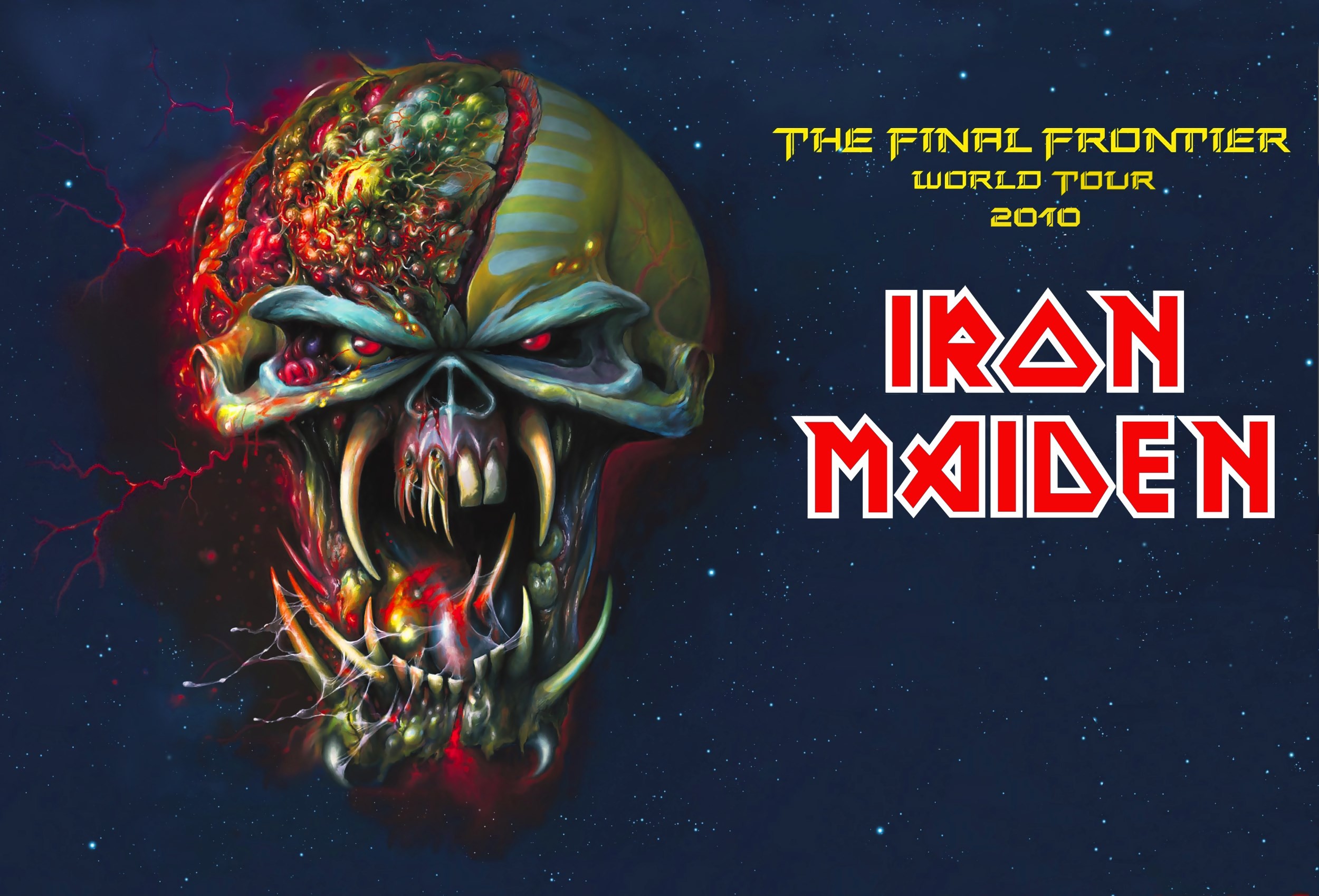 Eddie, The Final Frontier World Tour, Iron Maiden, Teschio, Logo, Spazio, sfondo Windows 11
