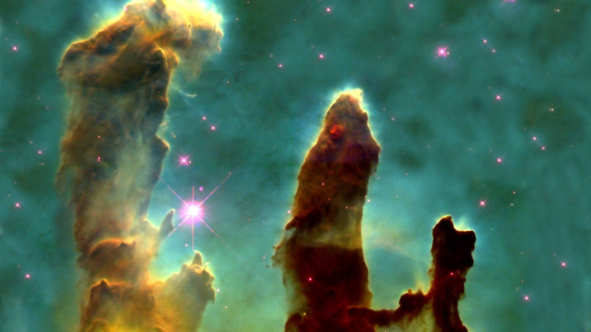 Pilastri della Creazione, Nebulosa Aquila, Hubble, Spazio, 1920x1080, sfondo per PC