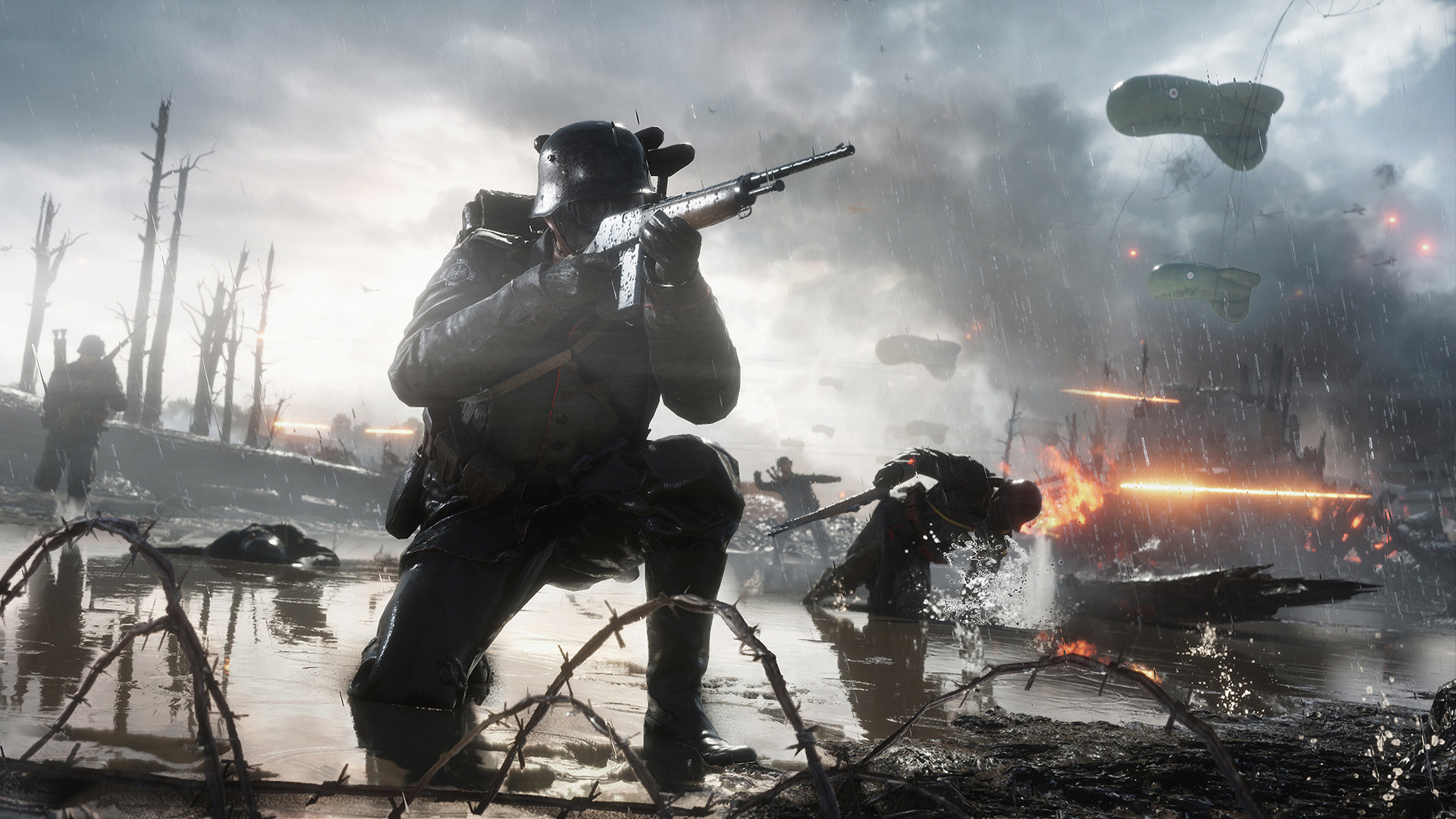 Battlefield 1, Soldato, Fucile, Filo spinato, Campo di battaglia, sfondo desktop 1080p