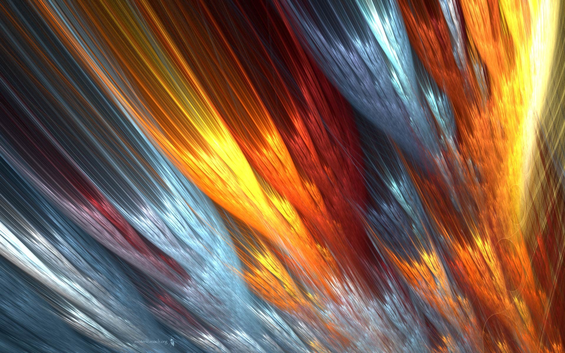 Arte frattale, Astratto, Arancione, Blu, 16:10 Full HD, wallpaper widescreen