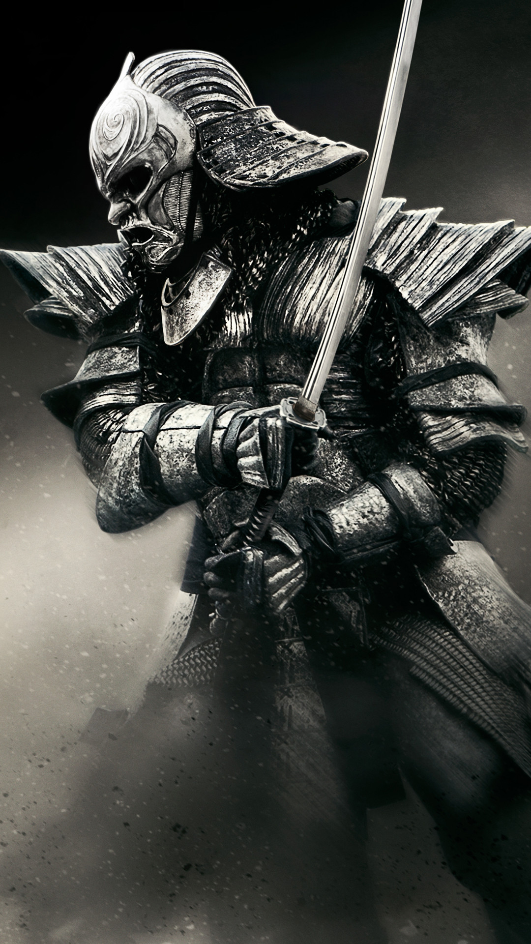 Samurai, Katana, Bianco e nero, Arte digitale, Full HD, schermata di blocco iPhone