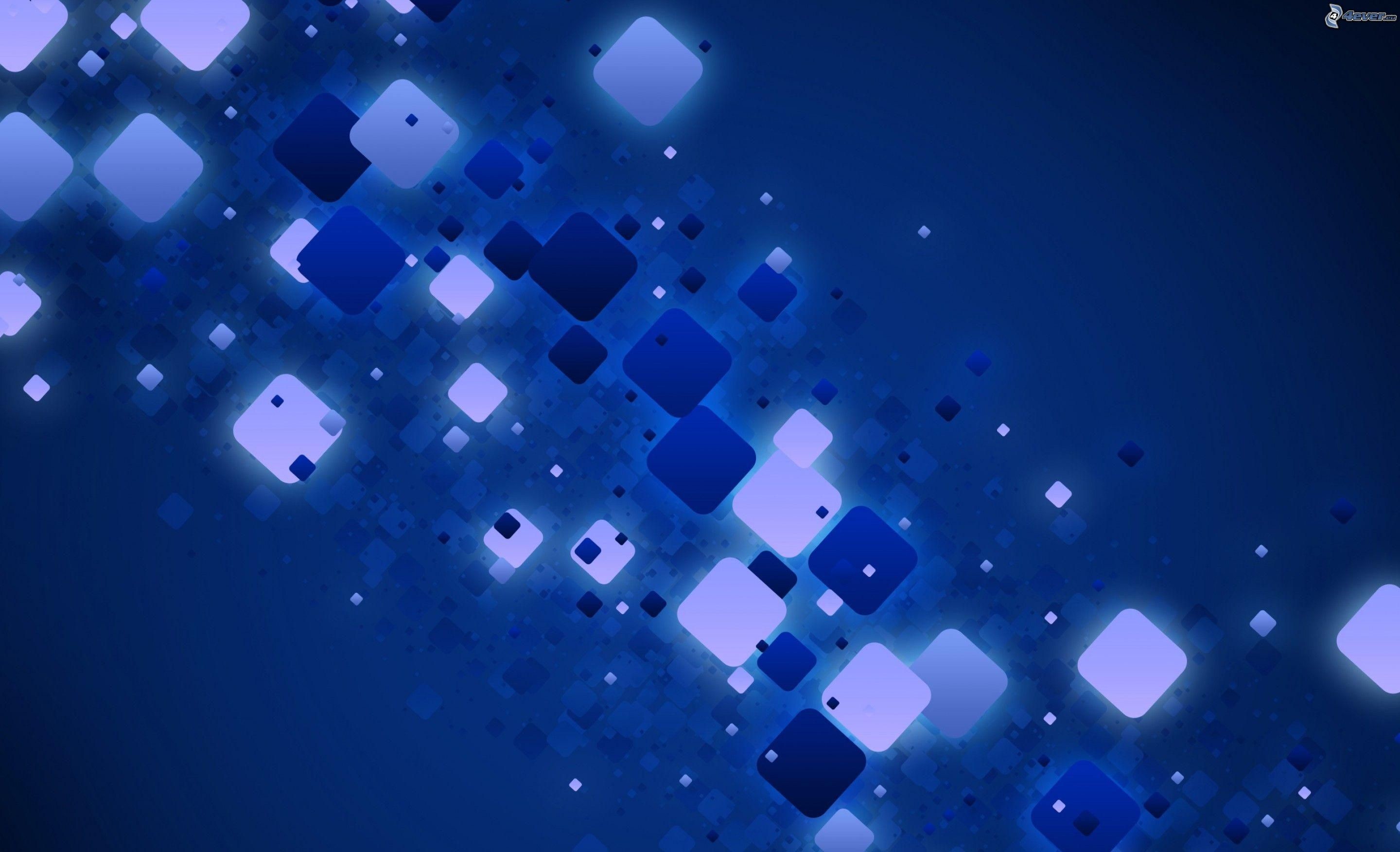 Quadrati, Bokeh, Blu, 2K, sfondo per portatile