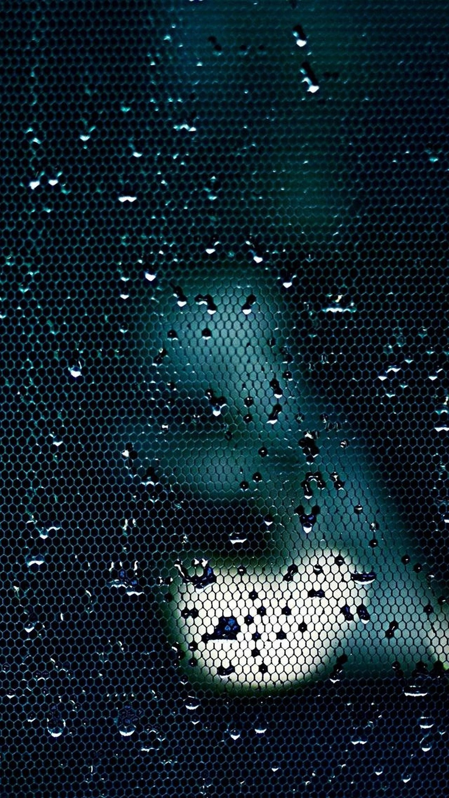 Gocce d'acqua, Vetro, Verde acqua, Scuro, QHD+, sfondo per iPhone e Android