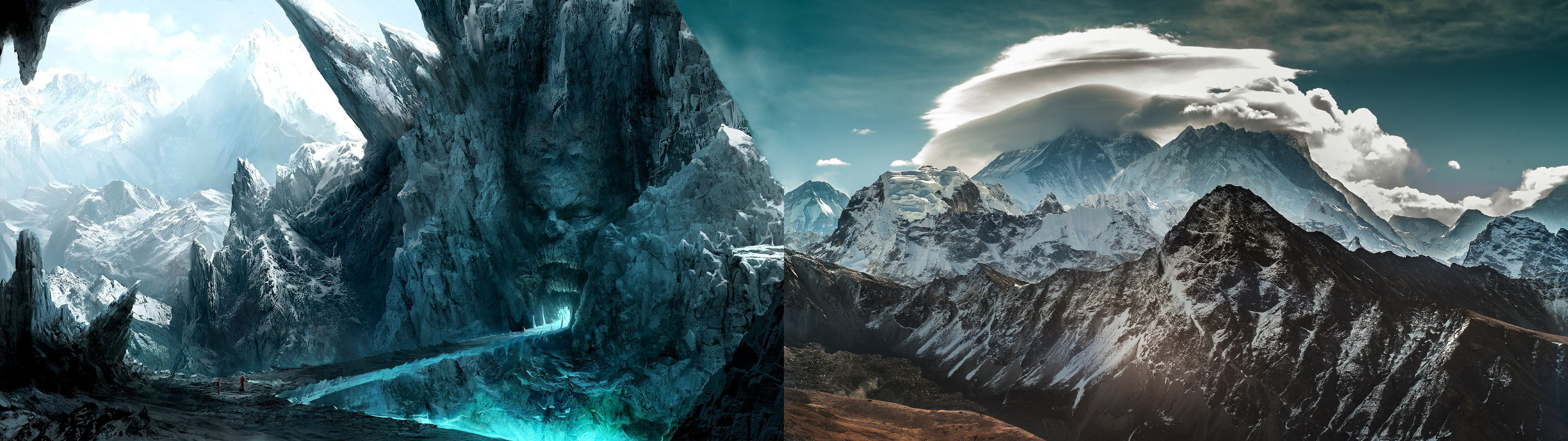 Montagne, Ghiaccio, Fantasy, Nuvole lenticolari, Full HD, sfondo desktop