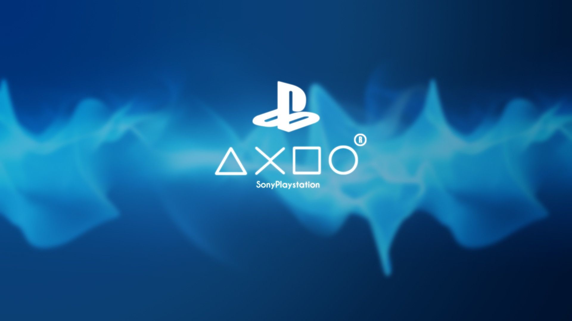 Logo PlayStation, Simboli PlayStation, Blu, Fumo, Full HD 1080p, sfondo desktop