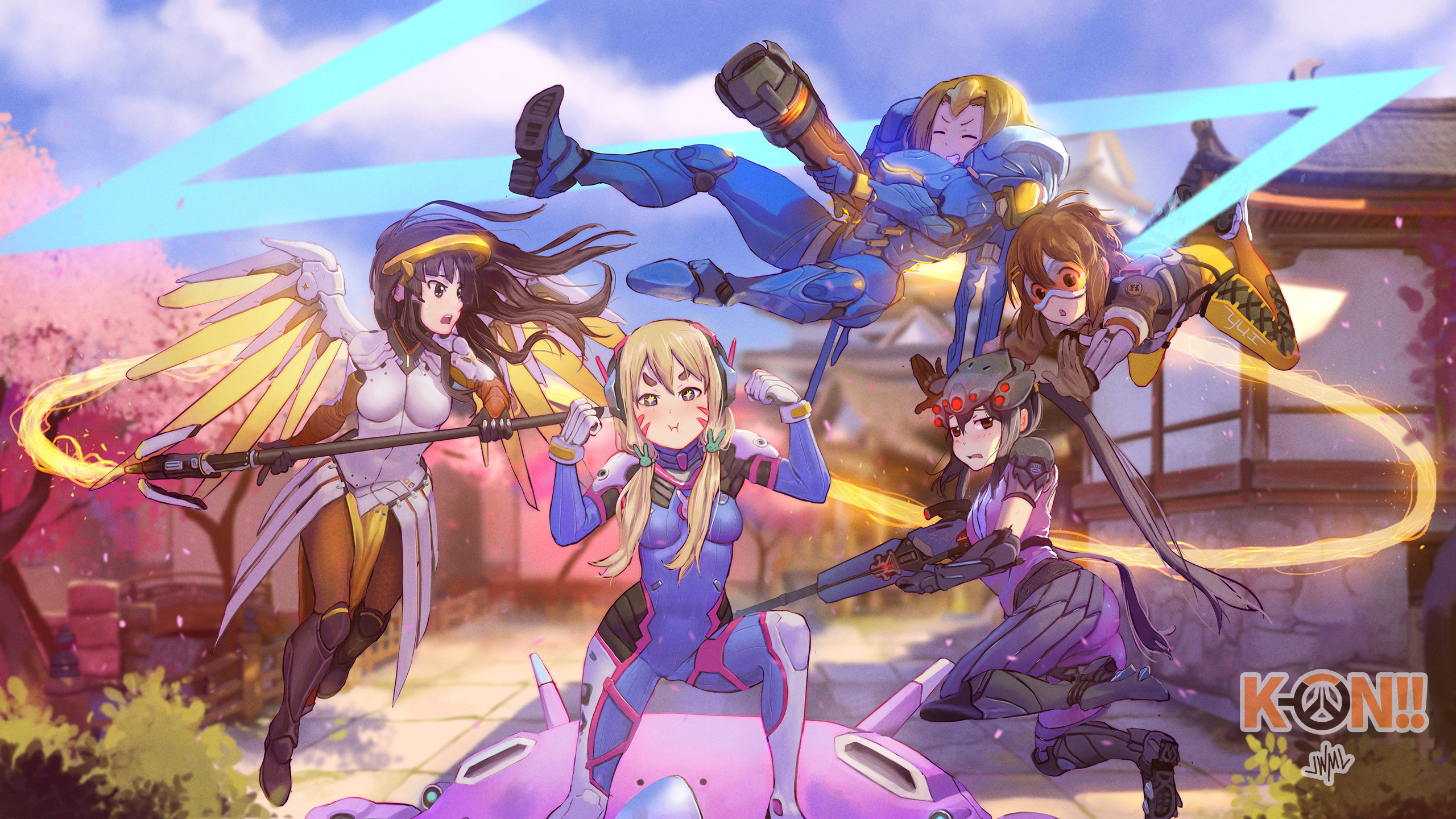 D.Va, Mercy, Pharah, Overwatch, Fan art, 2K, sfondo per portatile
