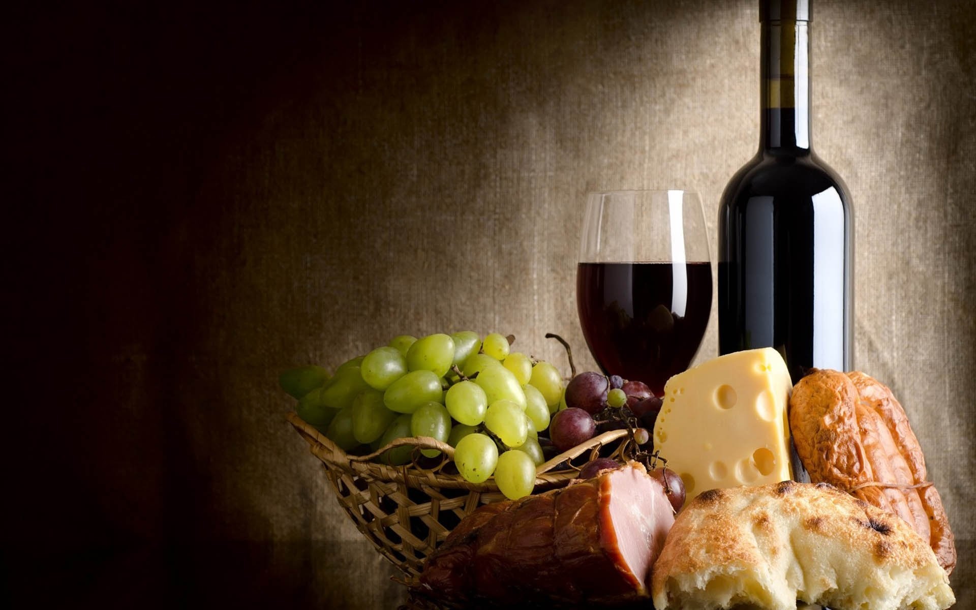 Vino rosso, Formaggio, Uva, Pane, Natura morta, 1920x1200, sfondo MacBook Pro