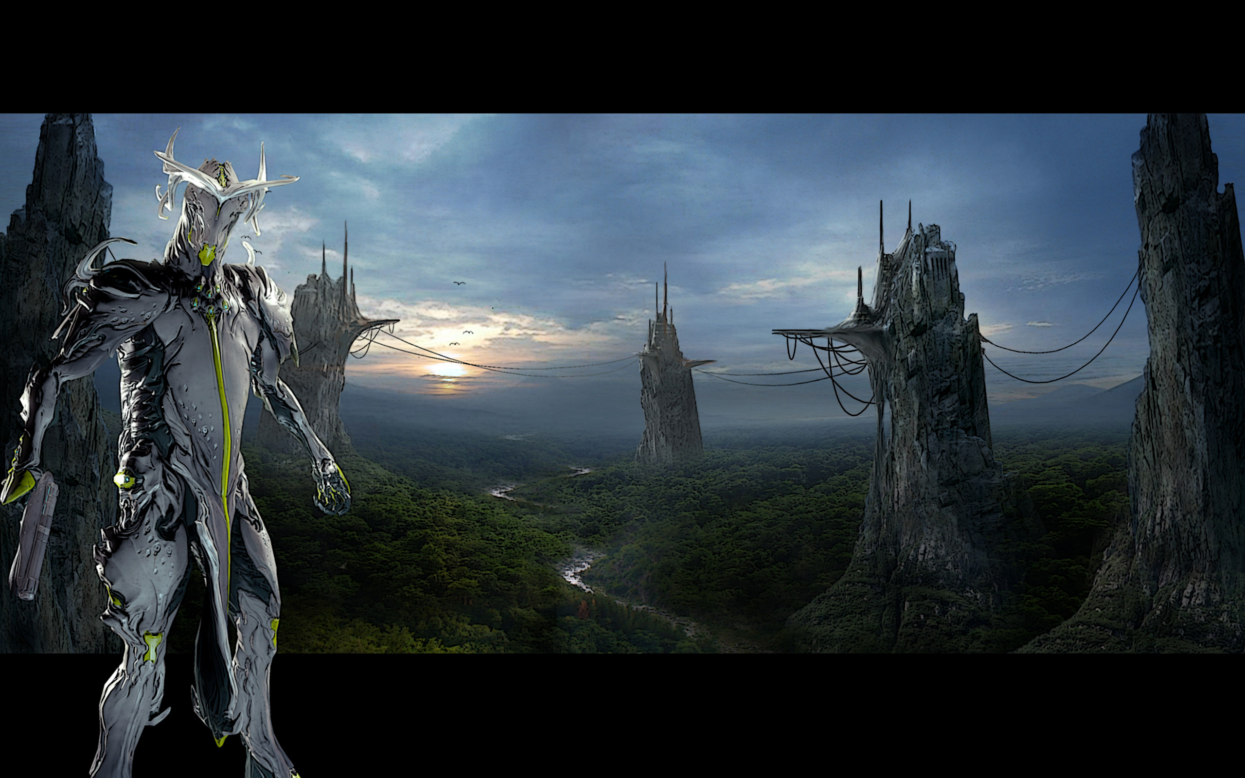 Warframe, Paesaggio alieno, Torri, Fantascienza, 2560x1600, sfondo MacBook Pro