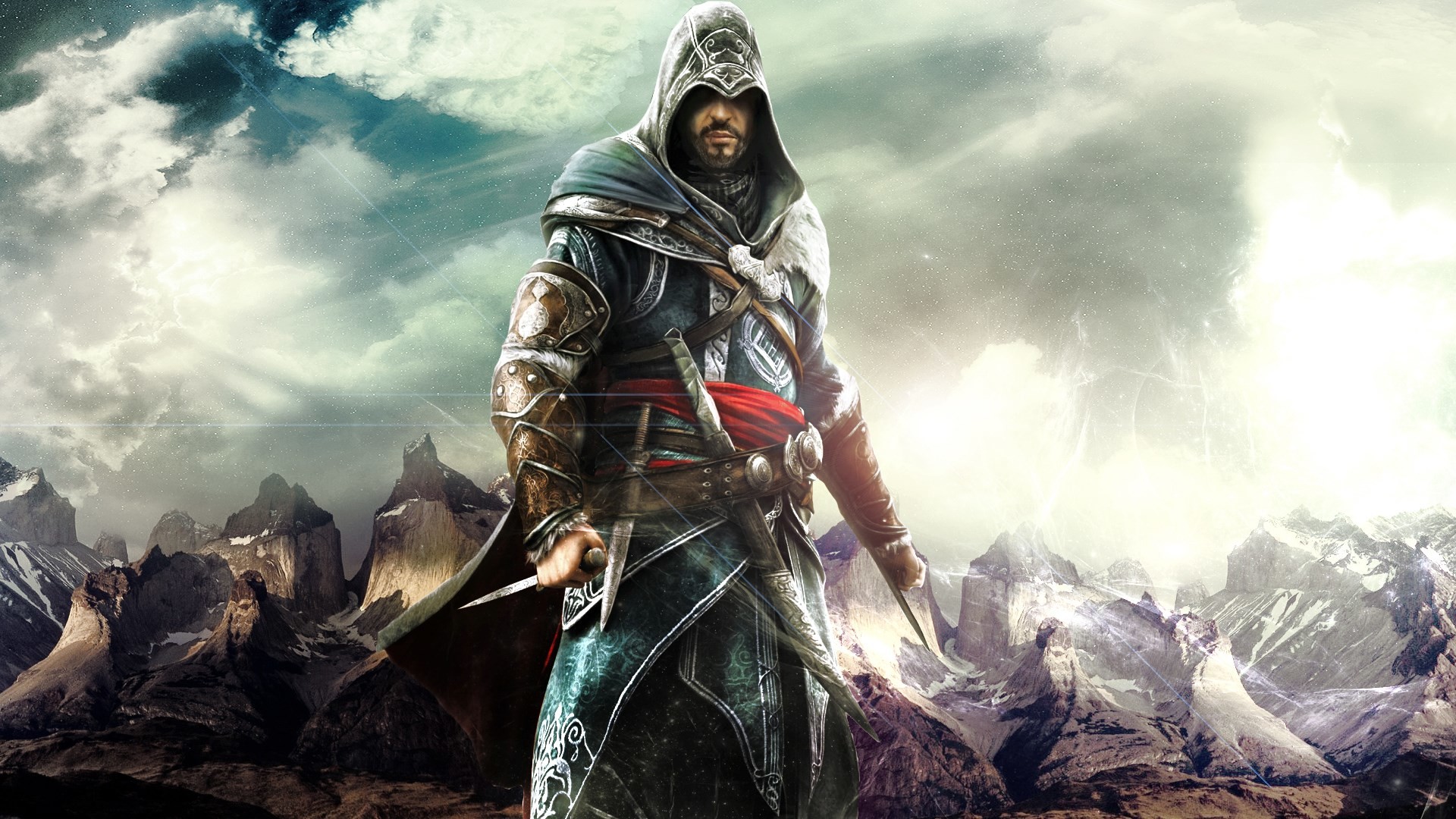 Ezio Auditore da Firenze, Assassin's Creed: Revelations, Montagne, Nuvole, sfondo desktop 1080p