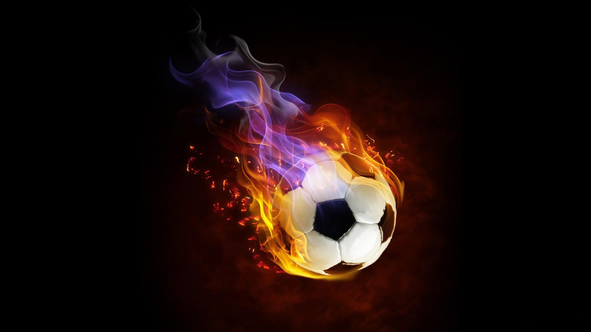 Pallone in fiamme, Fuoco, Sfondo nero, Full HD, wallpaper per computer