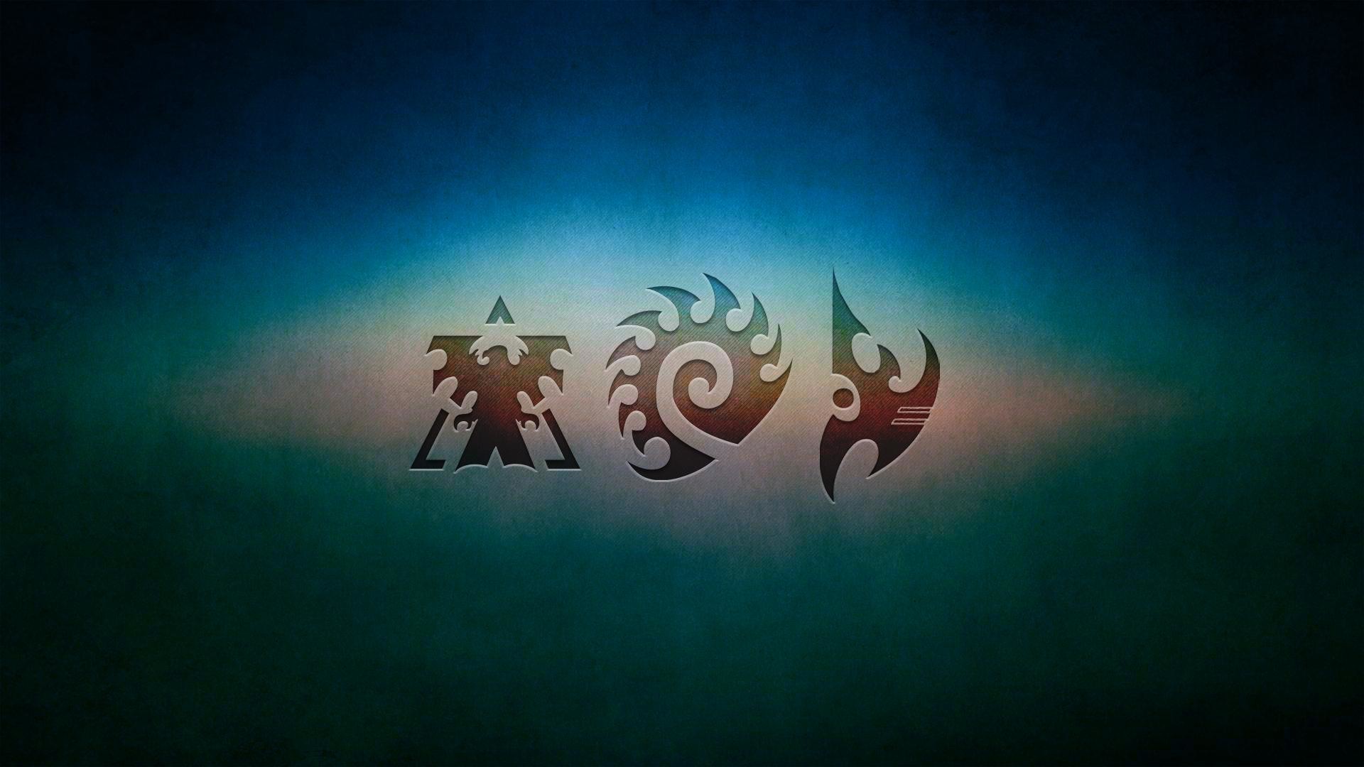 StarCraft, Terran, Zerg, Protoss, Simboli, 1920x1080, sfondo per PC
