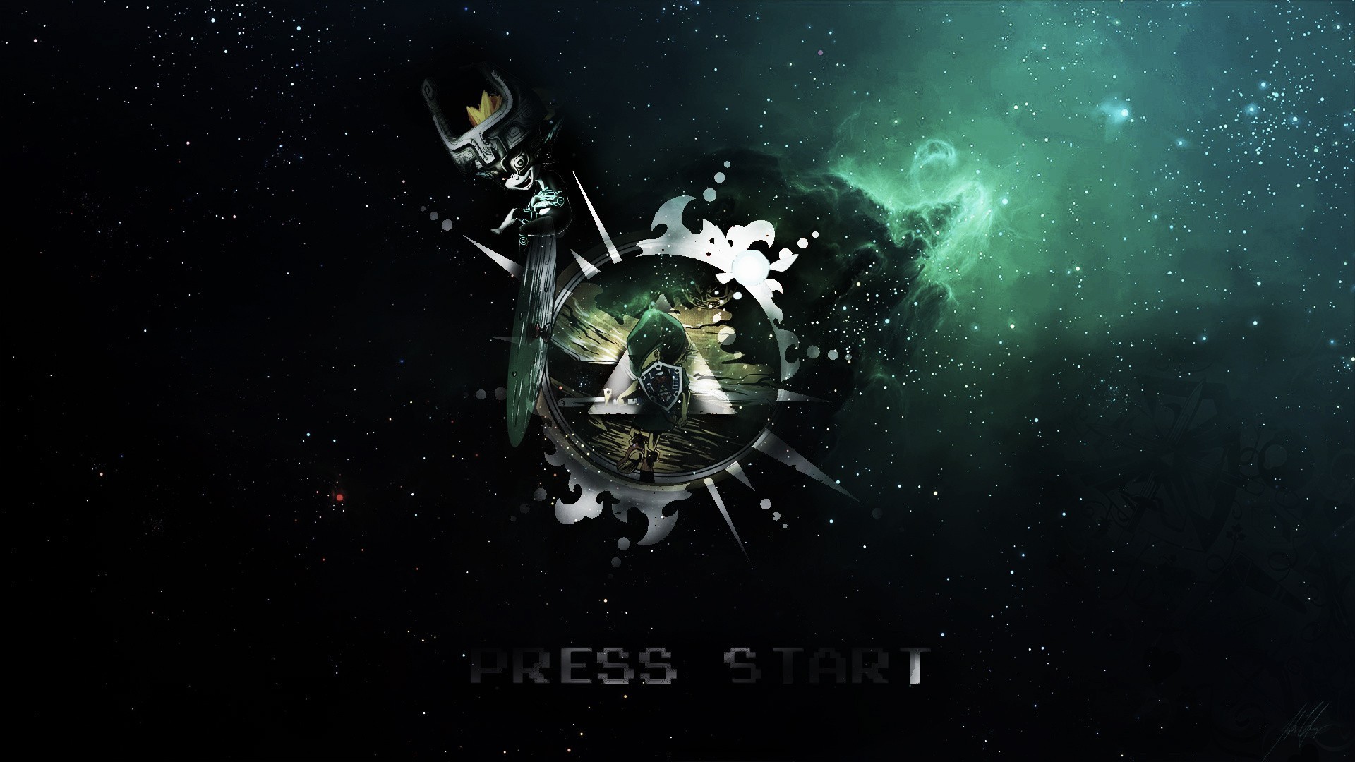 Triforza, Press Start, The Legend of Zelda, Nebulosa, Full HD 1080p, sfondo desktop