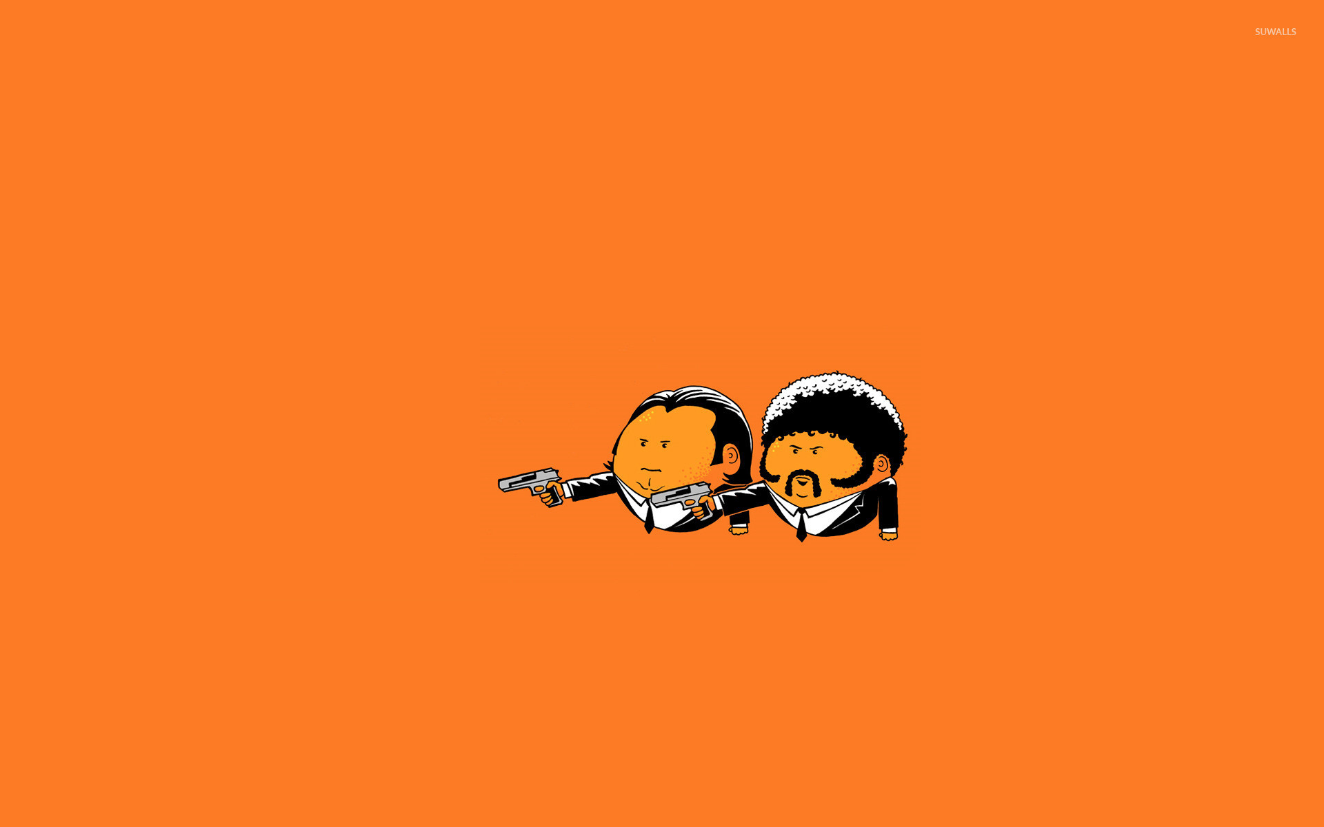 Pulp Fiction, Parodia, Cartoon, Sfondo arancione, Full HD, wallpaper per PC