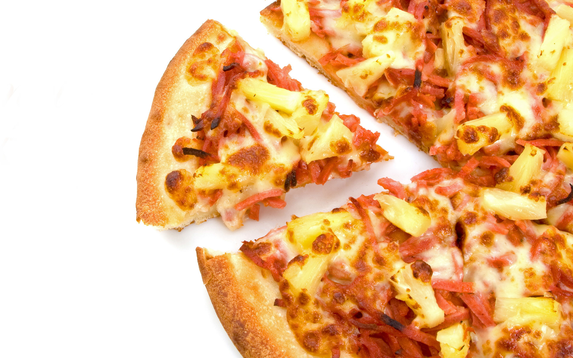 Pizza hawaiana, Ananas, Prosciutto, Fette, Full HD, wallpaper per computer
