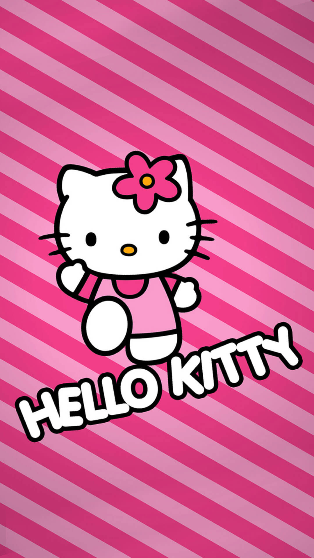 Hello Kitty, Sanrio, Strisce rosa, Fiocco, 1080x1920, schermata di blocco iPhone