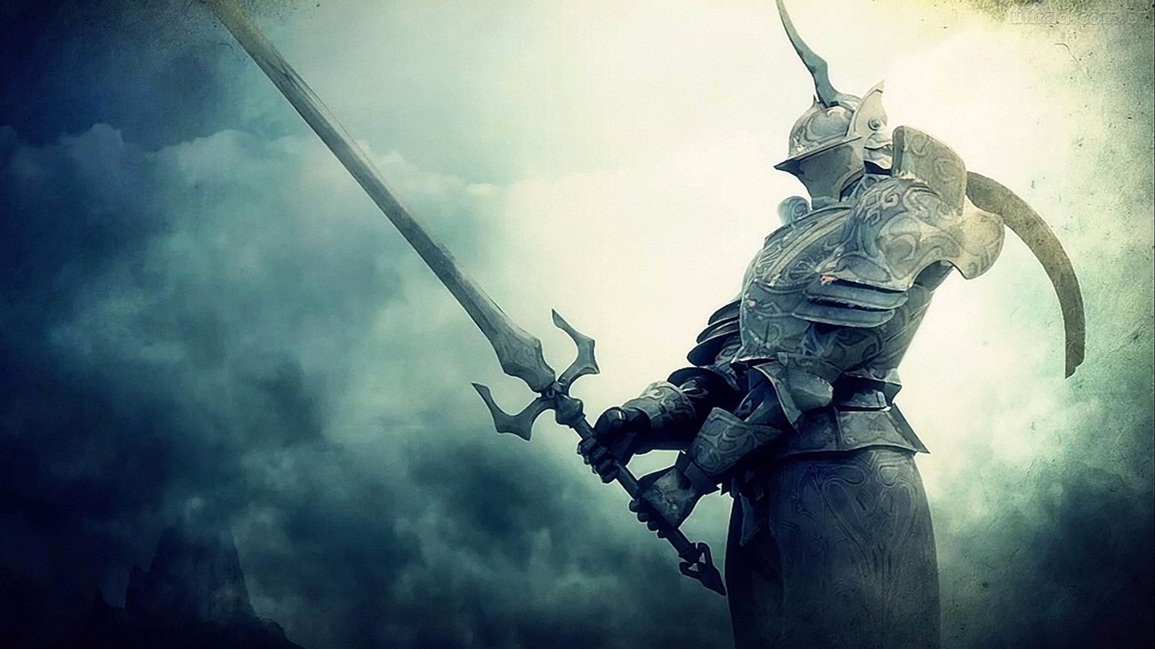 Cavaliere, Lancia, Cielo nuvoloso, 3840x2160, immagine di sfondo
