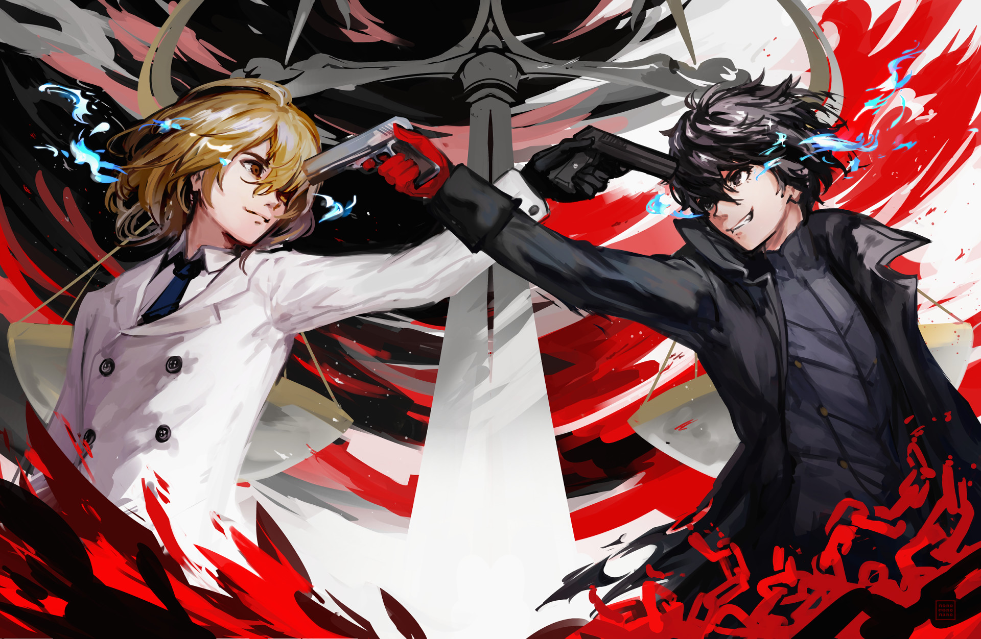 Joker, Goro Akechi, Persona 5, Fan art, Full HD, sfondo per PC e portatile