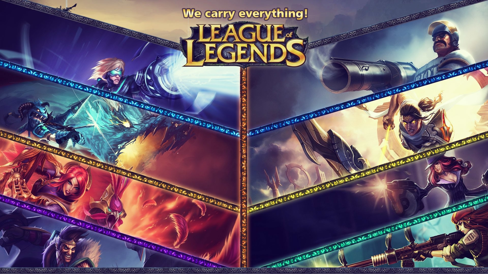 League of Legends, We carry everything, Logo, Collage, Full HD, sfondo Windows 11