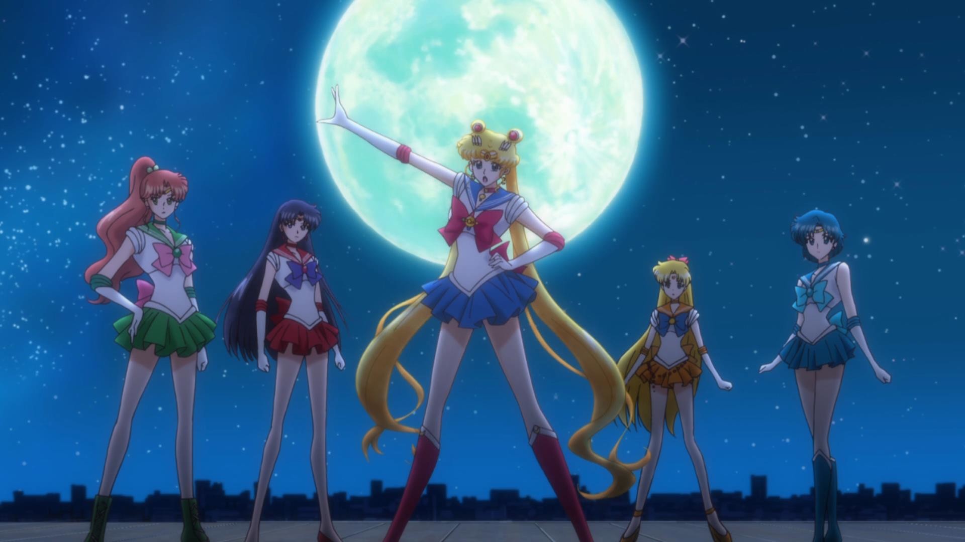 Sailor Moon, Sailor Jupiter, Sailor Mars, Sailor Venus, Sailor Mercury, Luna piena, sfondo per PC