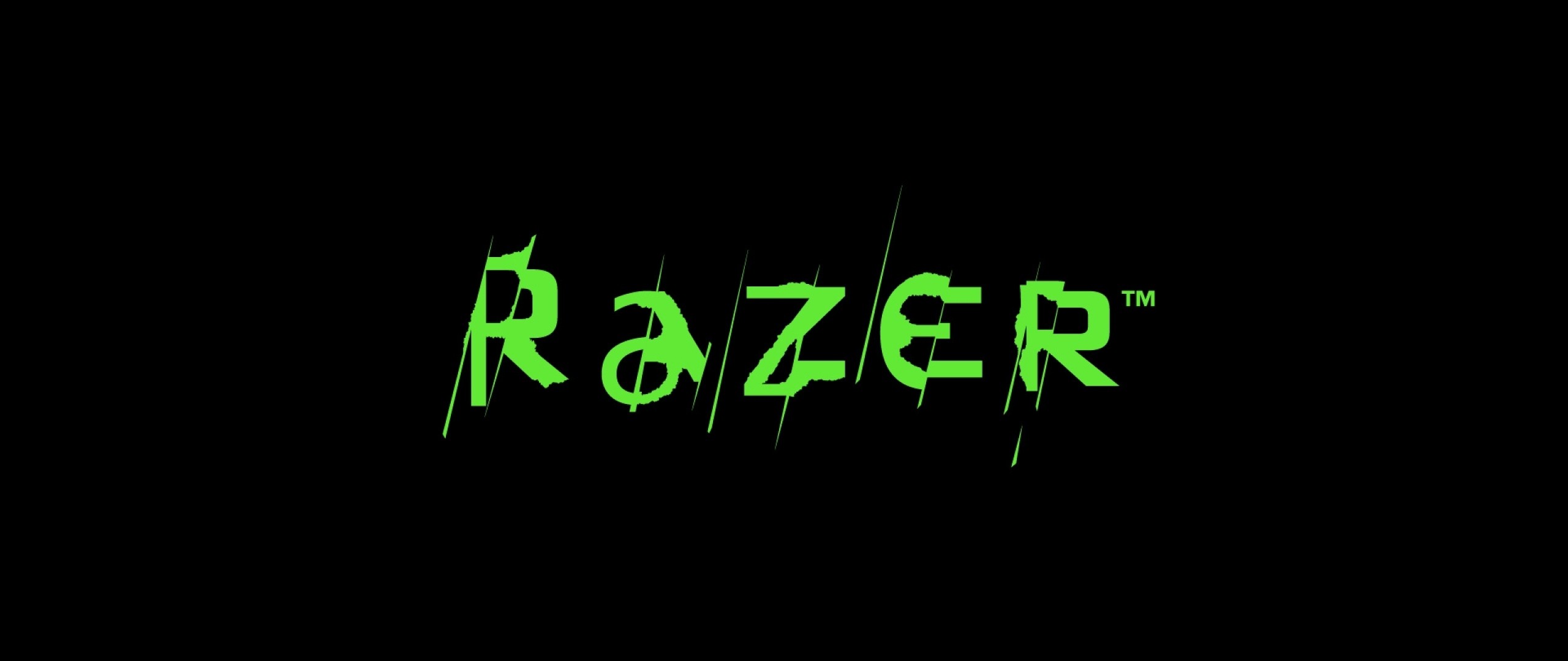 Razer, Scritta Razer, Verde, Sfondo nero, 2560x1080, wallpaper desktop