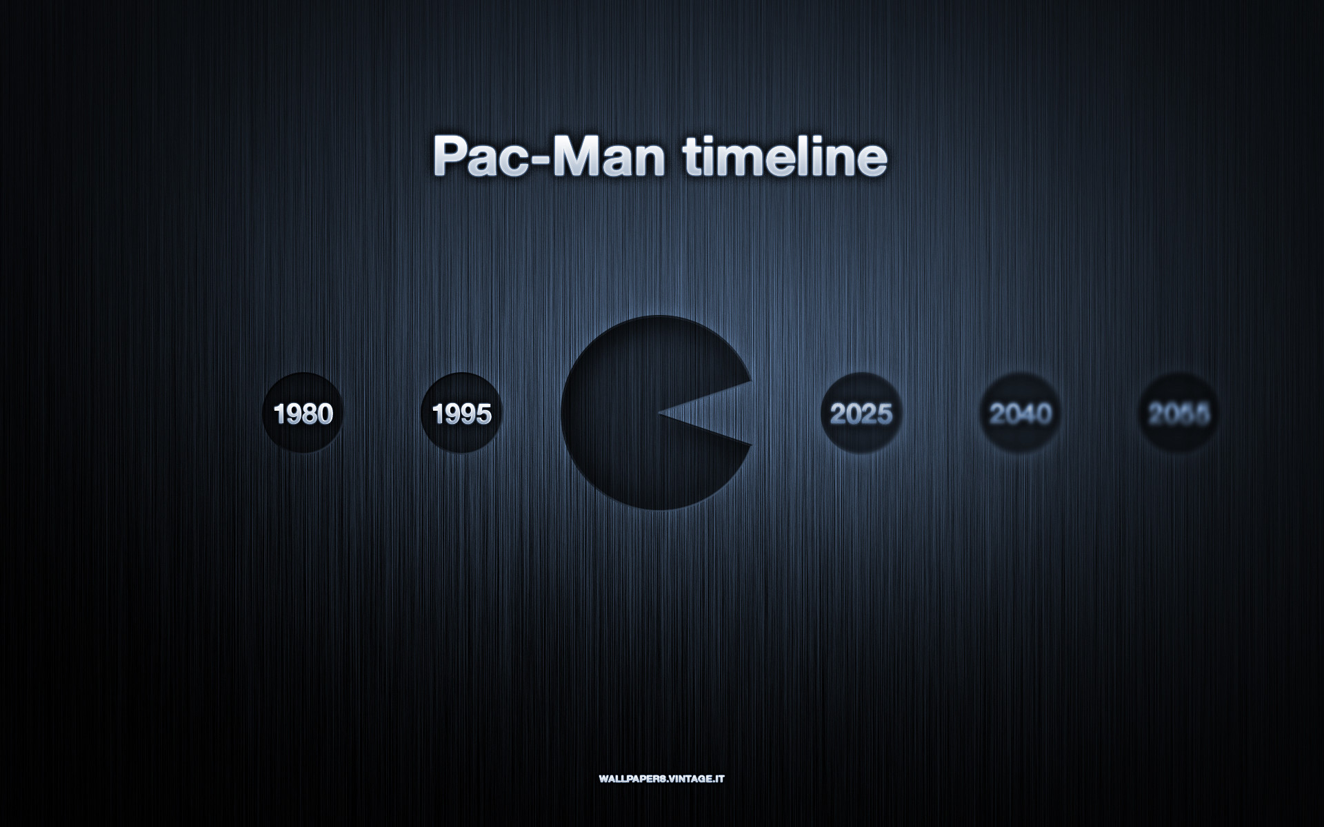 Pac-Man, Timeline, Umorismo, Sfondo blu scuro, Minimalismo, Full HD, wallpaper per PC