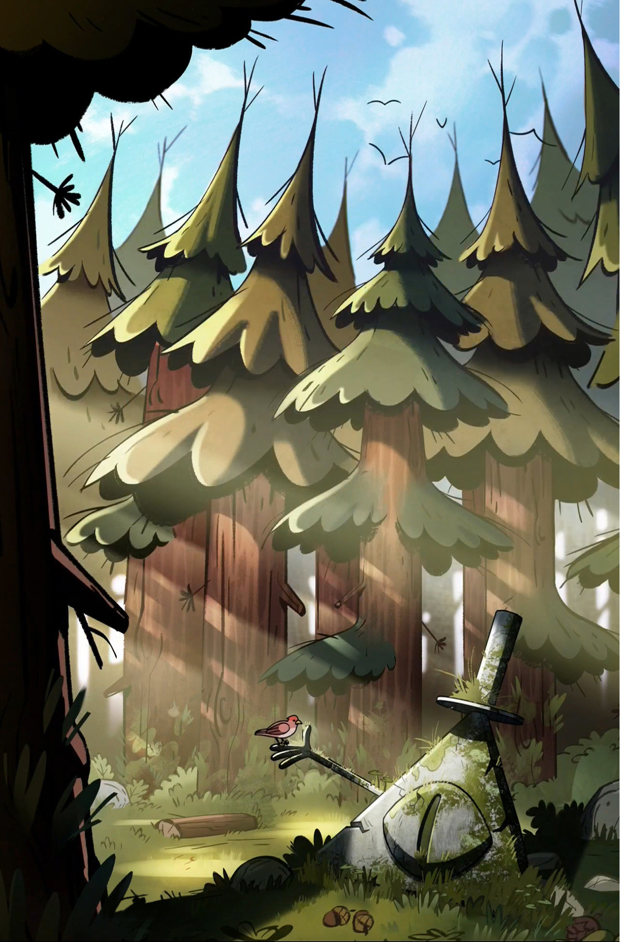 Gravity Falls, Foresta, Pini, Disney, Full HD, sfondo per iPhone e Android