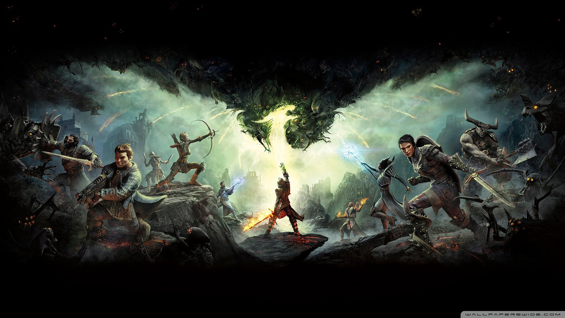 Dragon Age: Inquisition, Battaglia, Squarcio, Draghi, Eroi, Full HD, sfondo per portatile