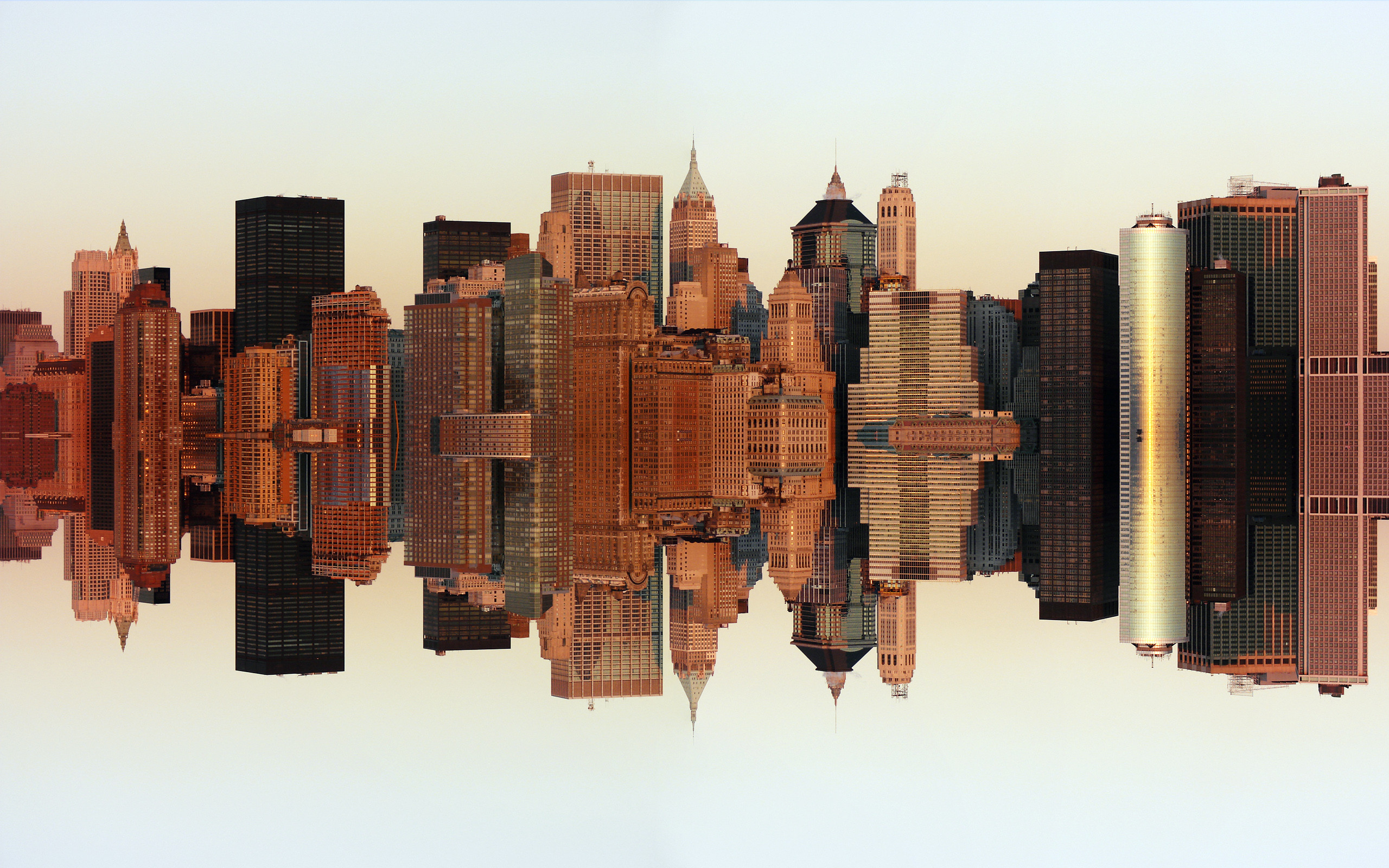 Skyline di Manhattan, Riflesso capovolto, Arte, Grattacieli, 2560x1600, sfondo MacBook Pro
