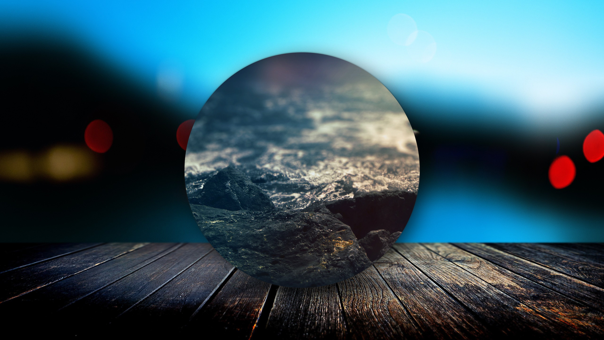 Cerchio, Onde, Legno, Bokeh, Surreale, 2K, sfondo per portatile