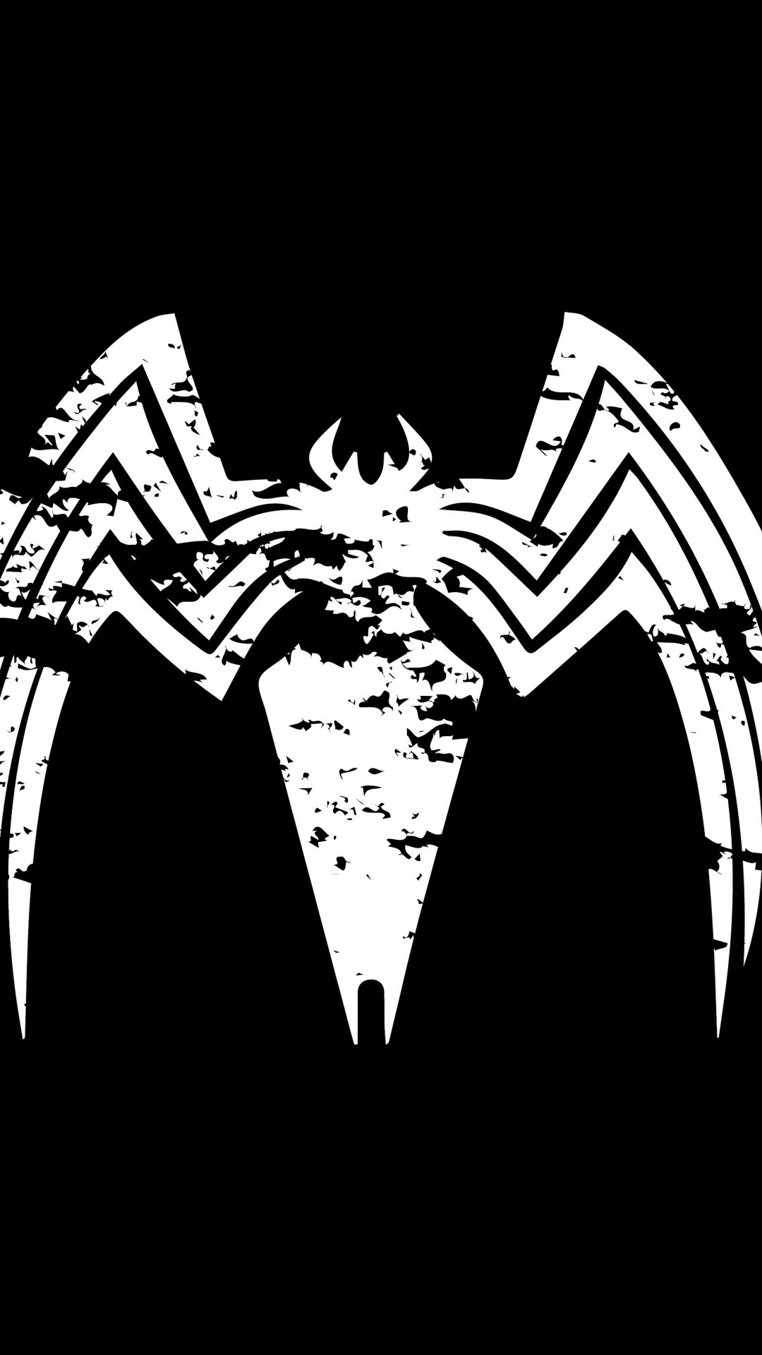 Simbolo di Venom, Venom, Ragno bianco, Sfondo nero, Full HD, schermata di blocco del cellulare