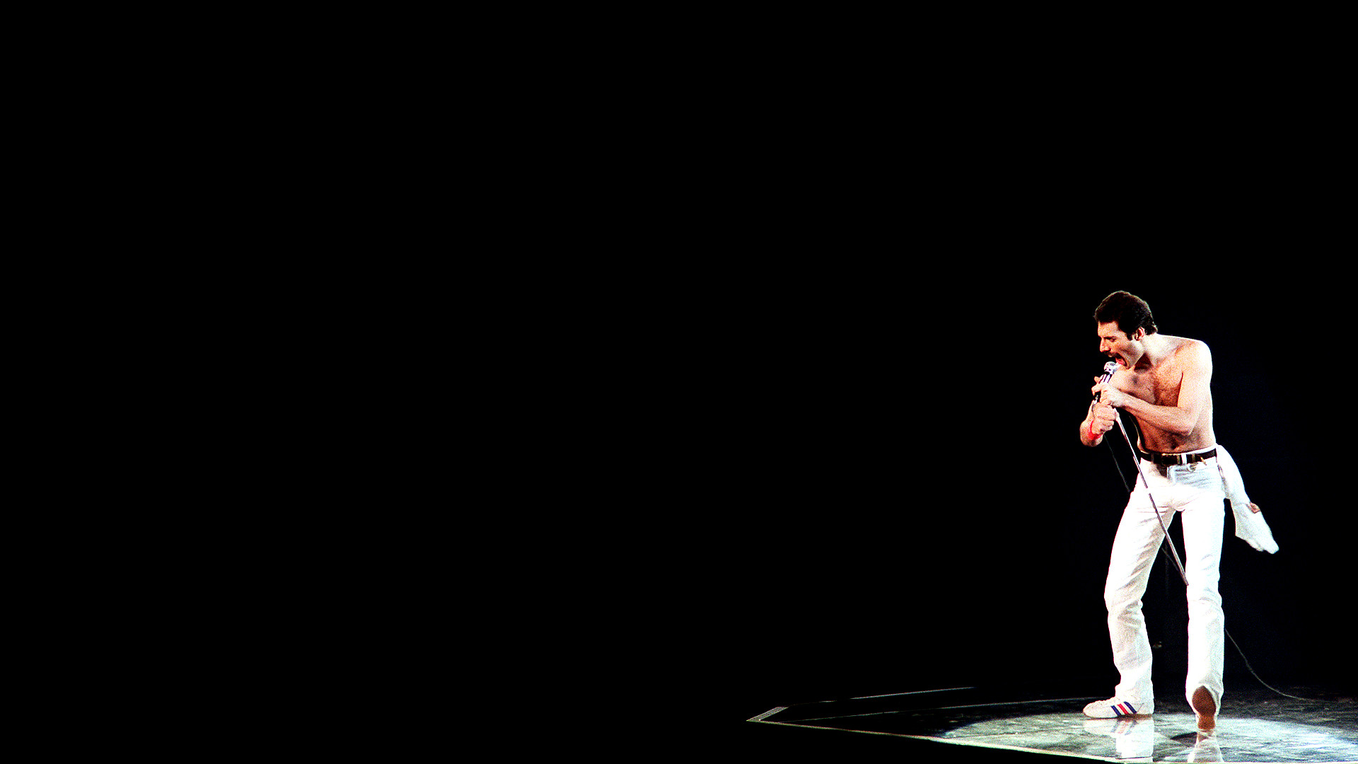 Freddie Mercury, Queen, Palco, Sfondo nero, 16:9 Full HD, wallpaper widescreen