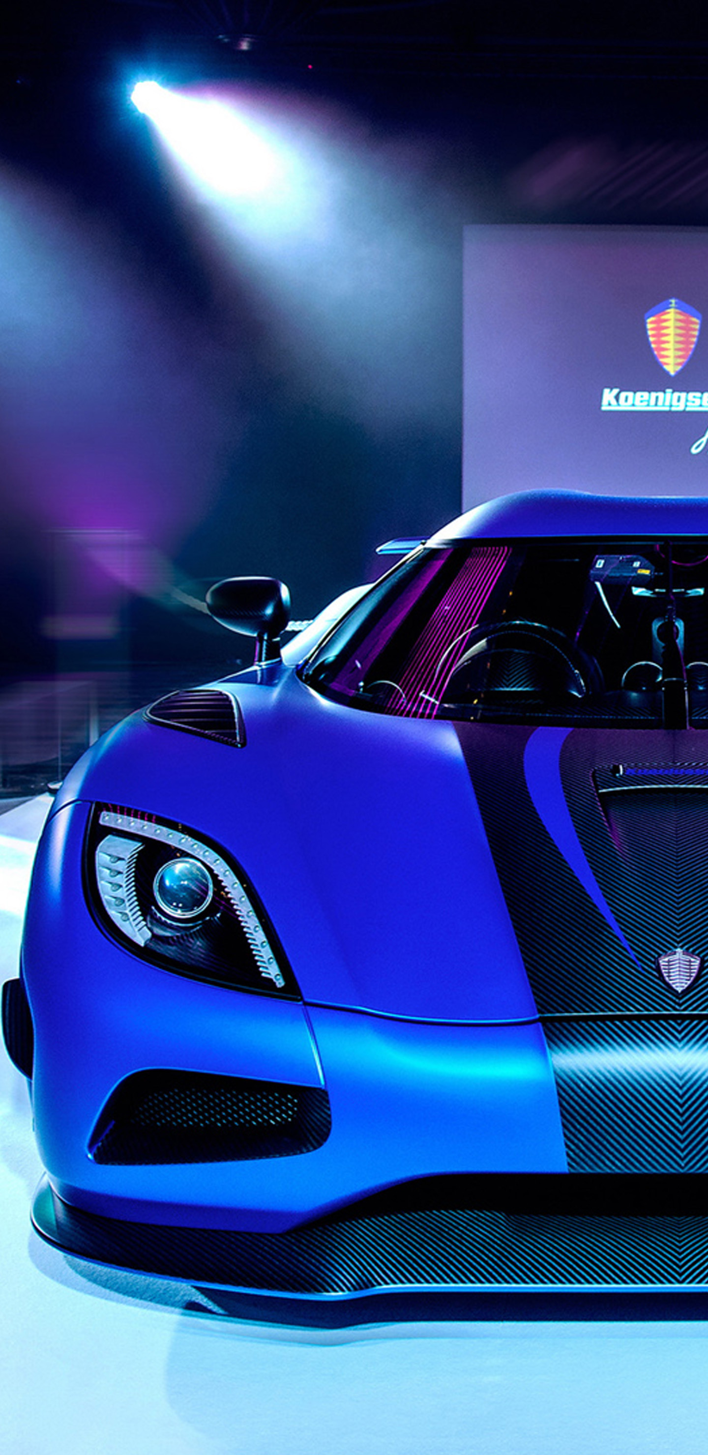 Koenigsegg Agera R, Hypercar, Blu, Salone dell'auto, sfondo Samsung S8 verticale