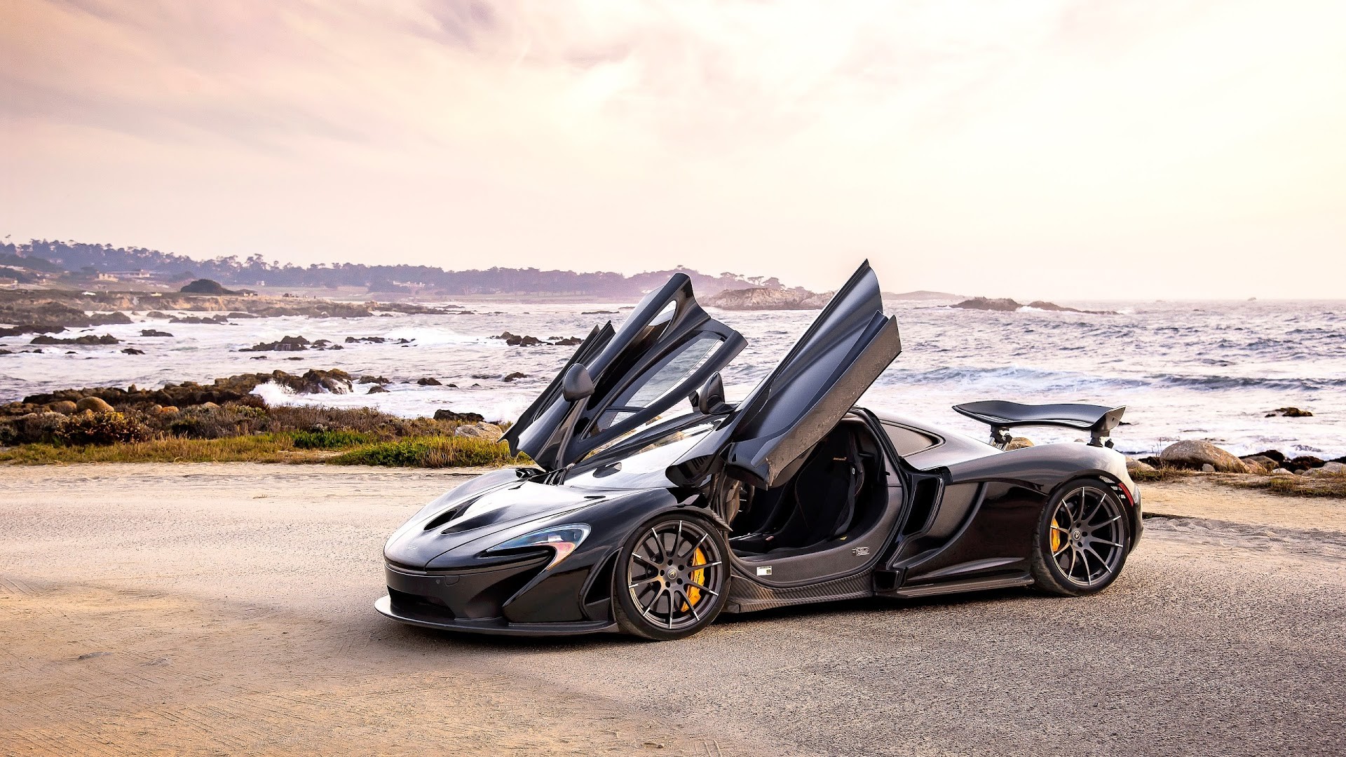 McLaren P1, Portiere ad ala, Costa, Grigio, 16:9 Full HD, sfondo widescreen