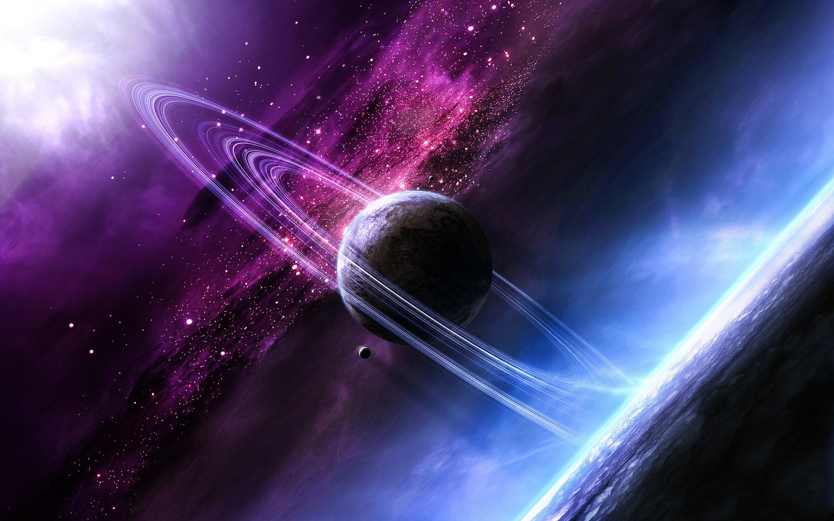 Pianeta, Anelli, Viola, Spazio, 2880x1800, sfondo per PC