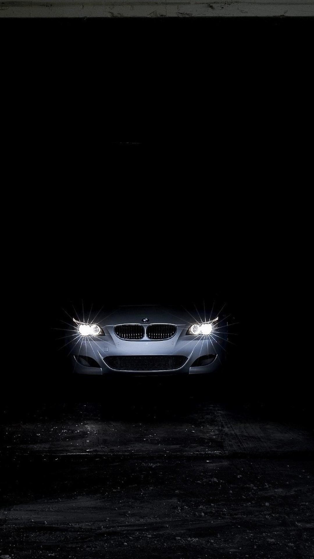 BMW Serie 5 (E60), Fari, Notte, Auto, Full HD, sfondo iPhone