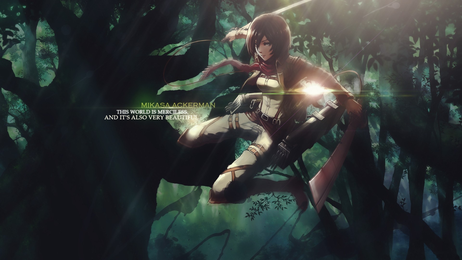 Mikasa Ackerman, L'attacco dei giganti, Foresta, Citazione, Movimento tridimensionale, immagine di sfondo