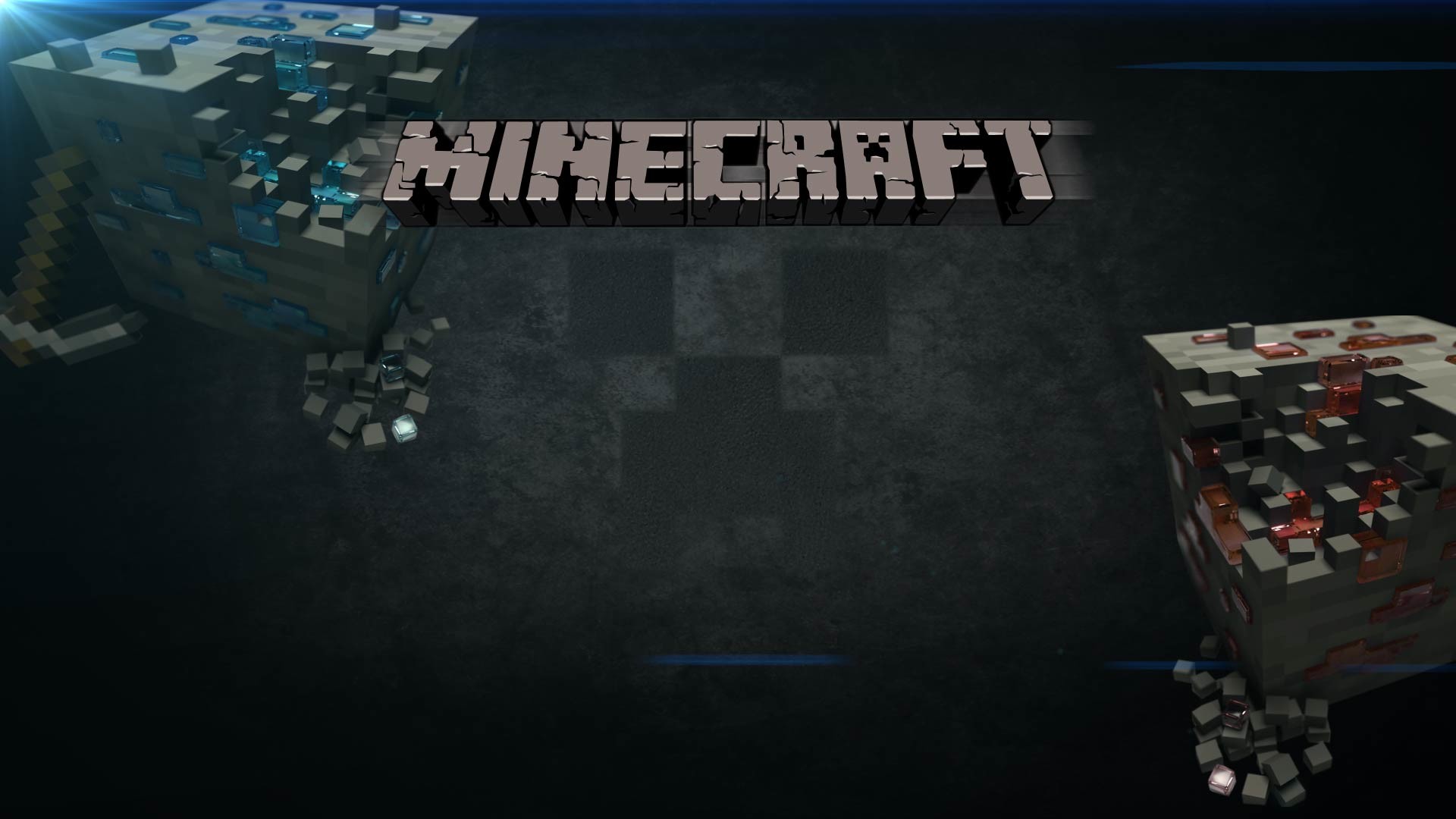 Minecraft, Logo, Minerali, Sfondo scuro, 16:9 Full HD, wallpaper widescreen