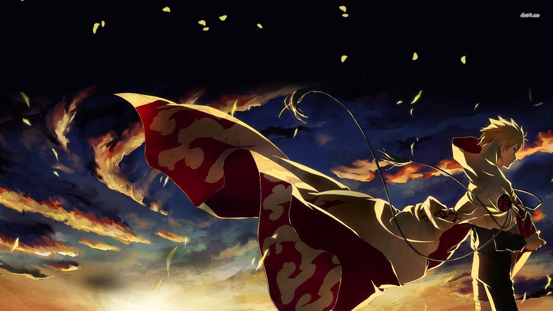 Naruto Uzumaki, Mantello, Tramonto, Naruto Shippuden, Full HD, sfondo per PC e portatile